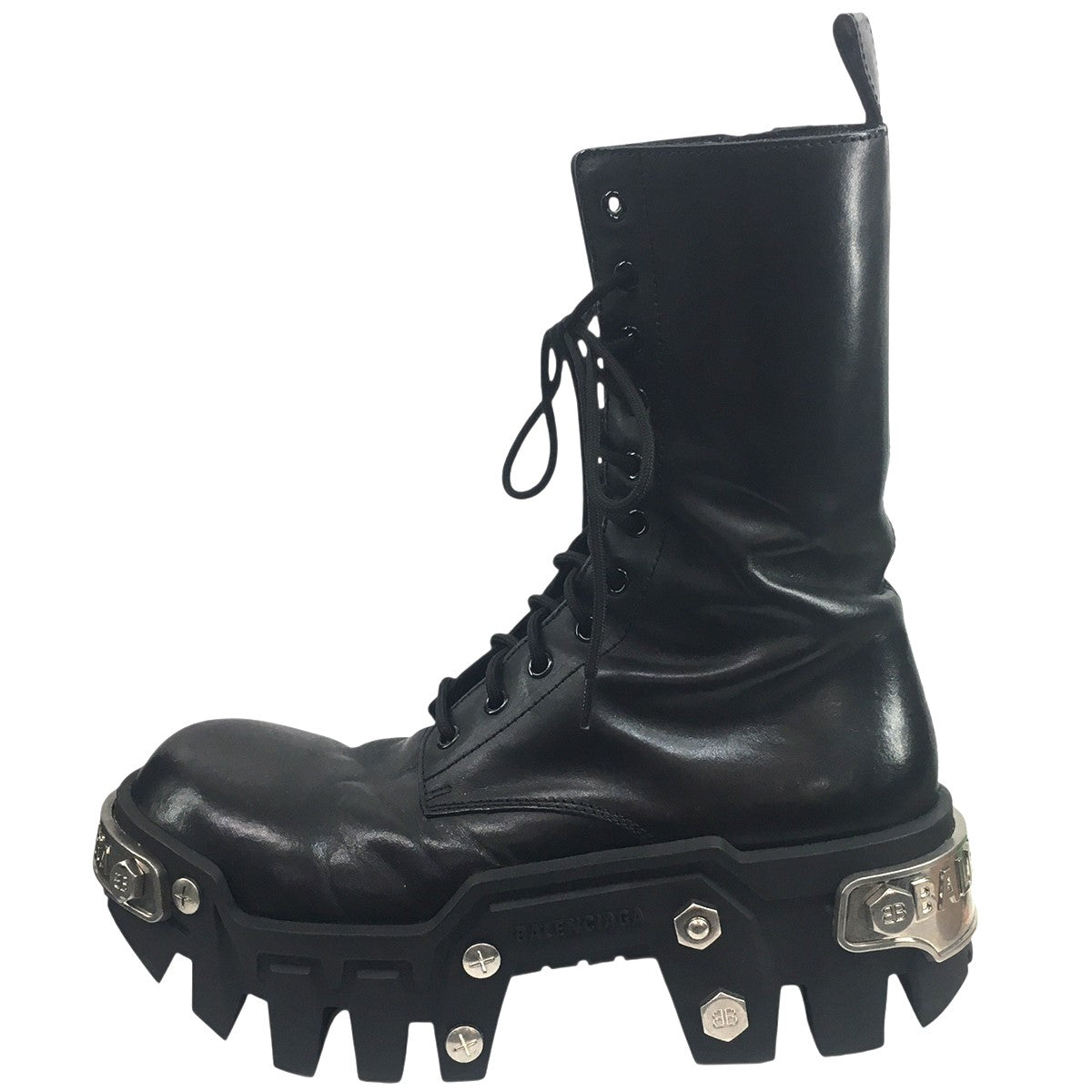 Bulldozer Lace-up Boots メタル プレート ロゴ 厚底ブルドーザー レザー レースアップ ブーツ 靴
