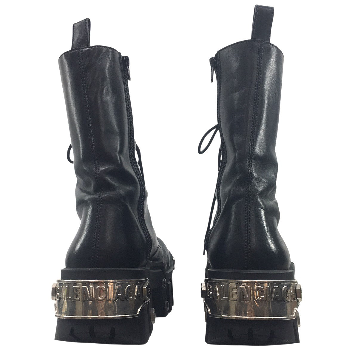 Bulldozer Lace-up Boots メタル プレート ロゴ 厚底ブルドーザー レザー レースアップ ブーツ 靴
