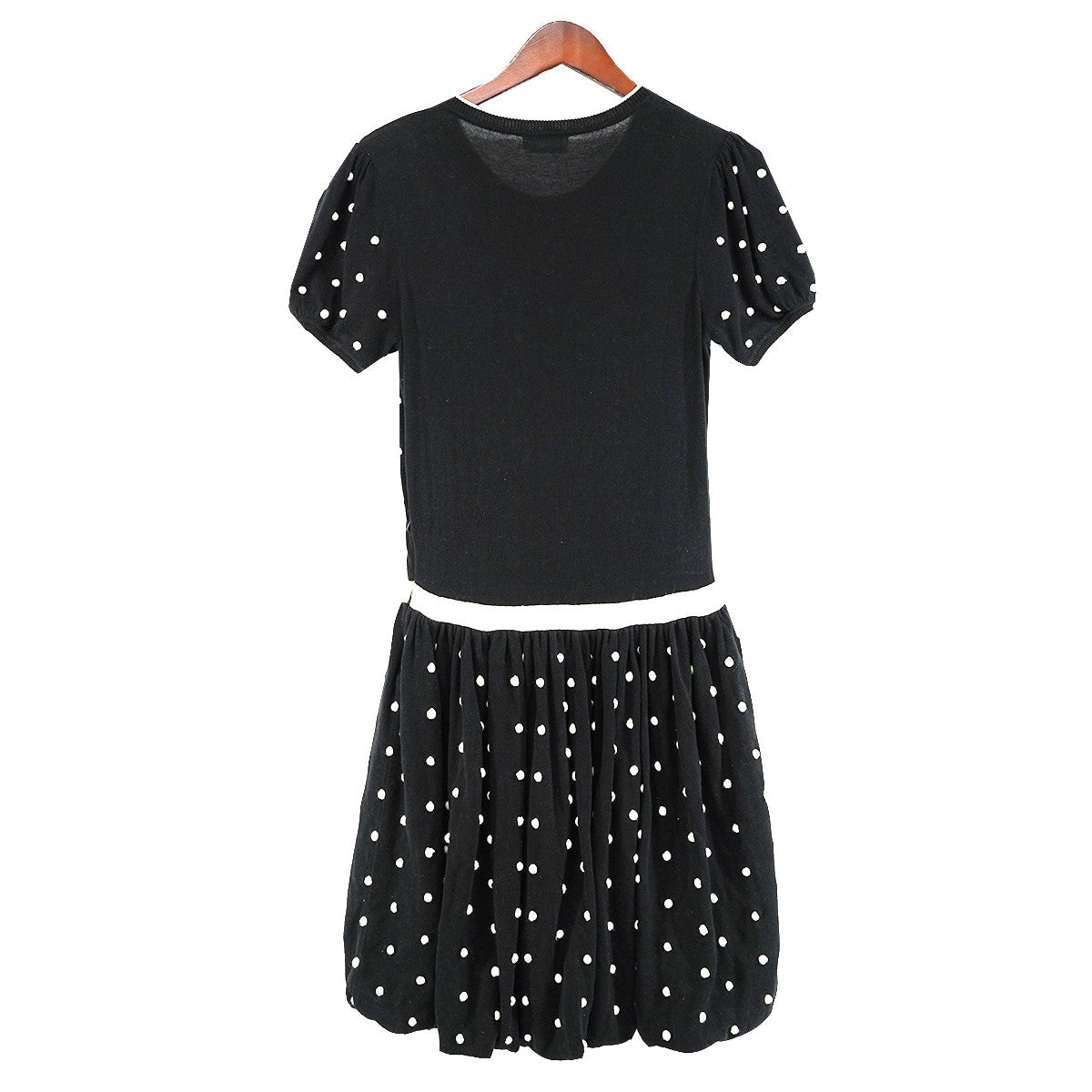 RED VALENTINO Polka Dot Intarsia Knit Dressドットデザイン コットン ニット ドレス ワンピース 古着・中古-2枚目のアイテム画像
