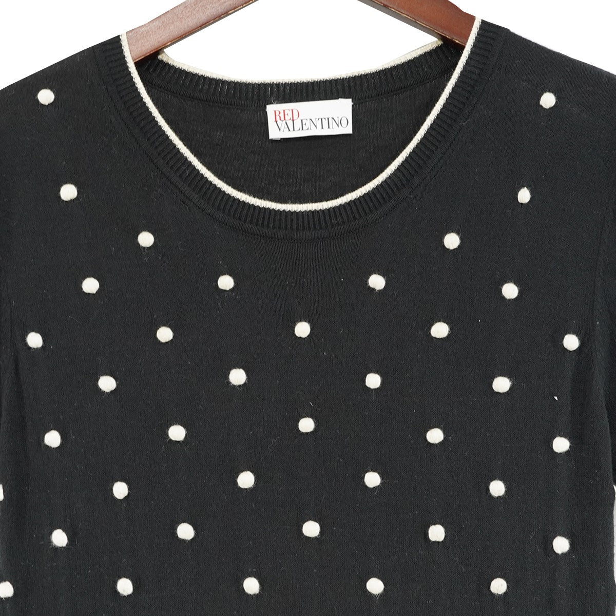RED VALENTINO Polka Dot Intarsia Knit Dressドットデザイン コットン ニット ドレス ワンピース 古着・中古-3枚目のアイテム画像