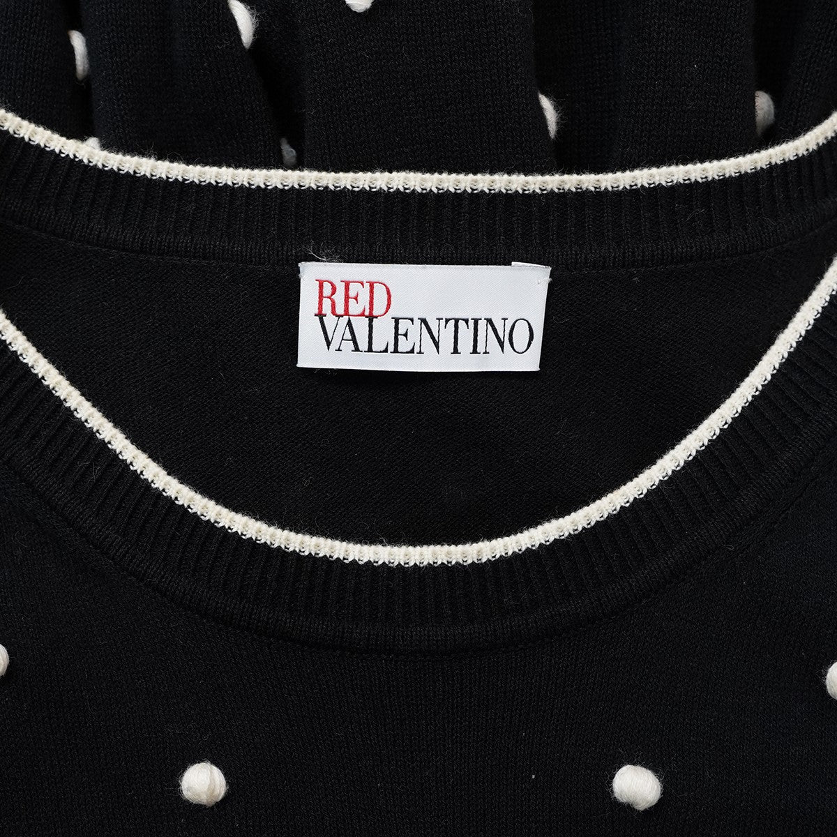 RED VALENTINO Polka Dot Intarsia Knit Dressドットデザイン コットン ニット ドレス ワンピース 古着・中古-4枚目のアイテム画像
