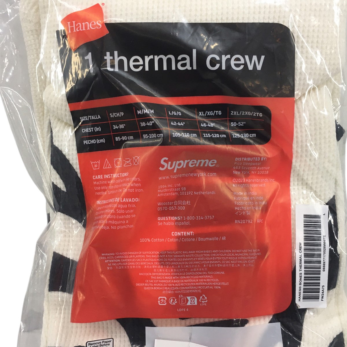 25AW Hanes Bones Thermal Crew (1 Pack)ボーンズ サーマル クルー ロンT 長袖Tシャツ
