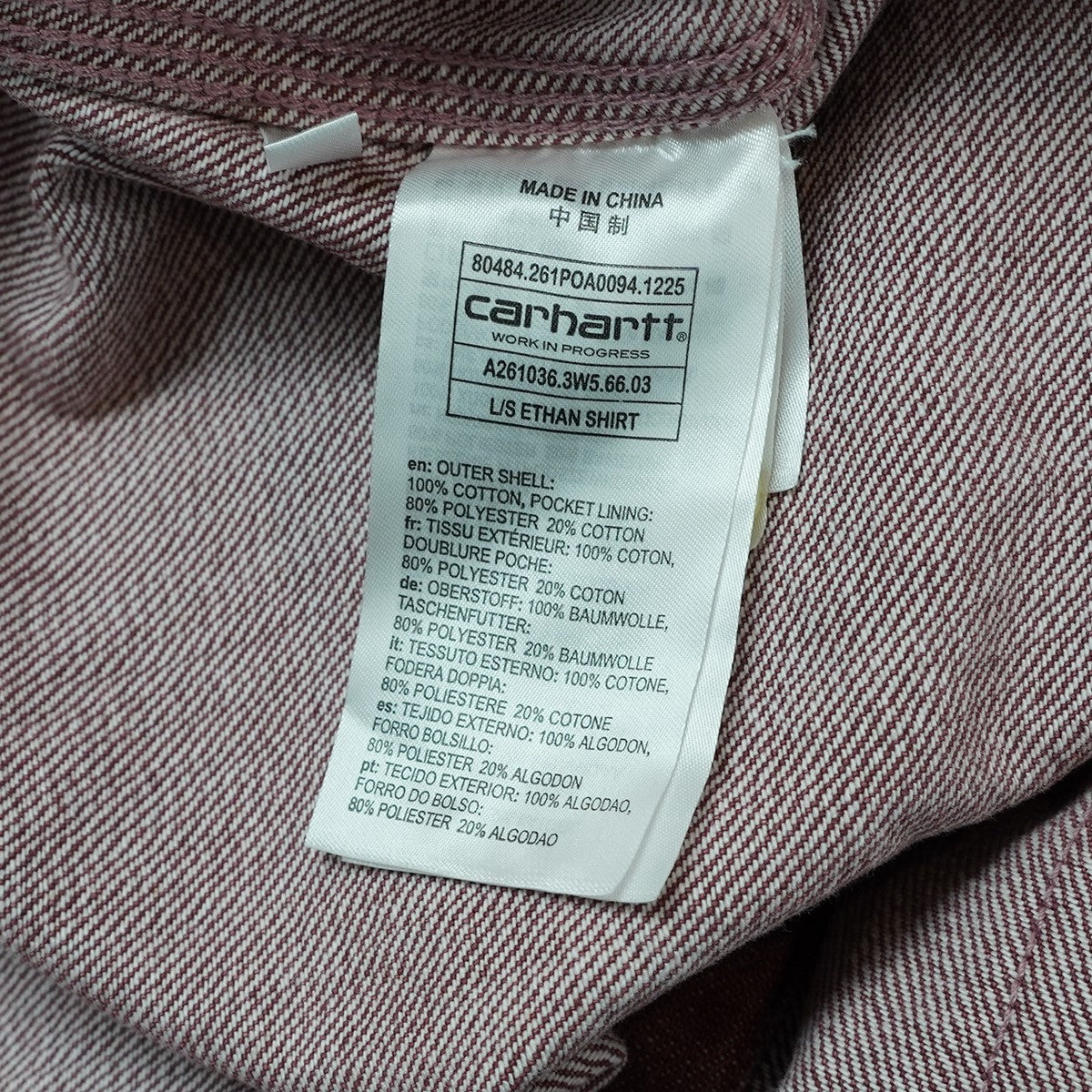 CARHARTT WIP 26SS L／S Ethan Shirt - Foxglove enzyme bleach washL／S Ethan Shirt ロングスリーブイーサンシャツ 古着・中古-5枚目のアイテム画像