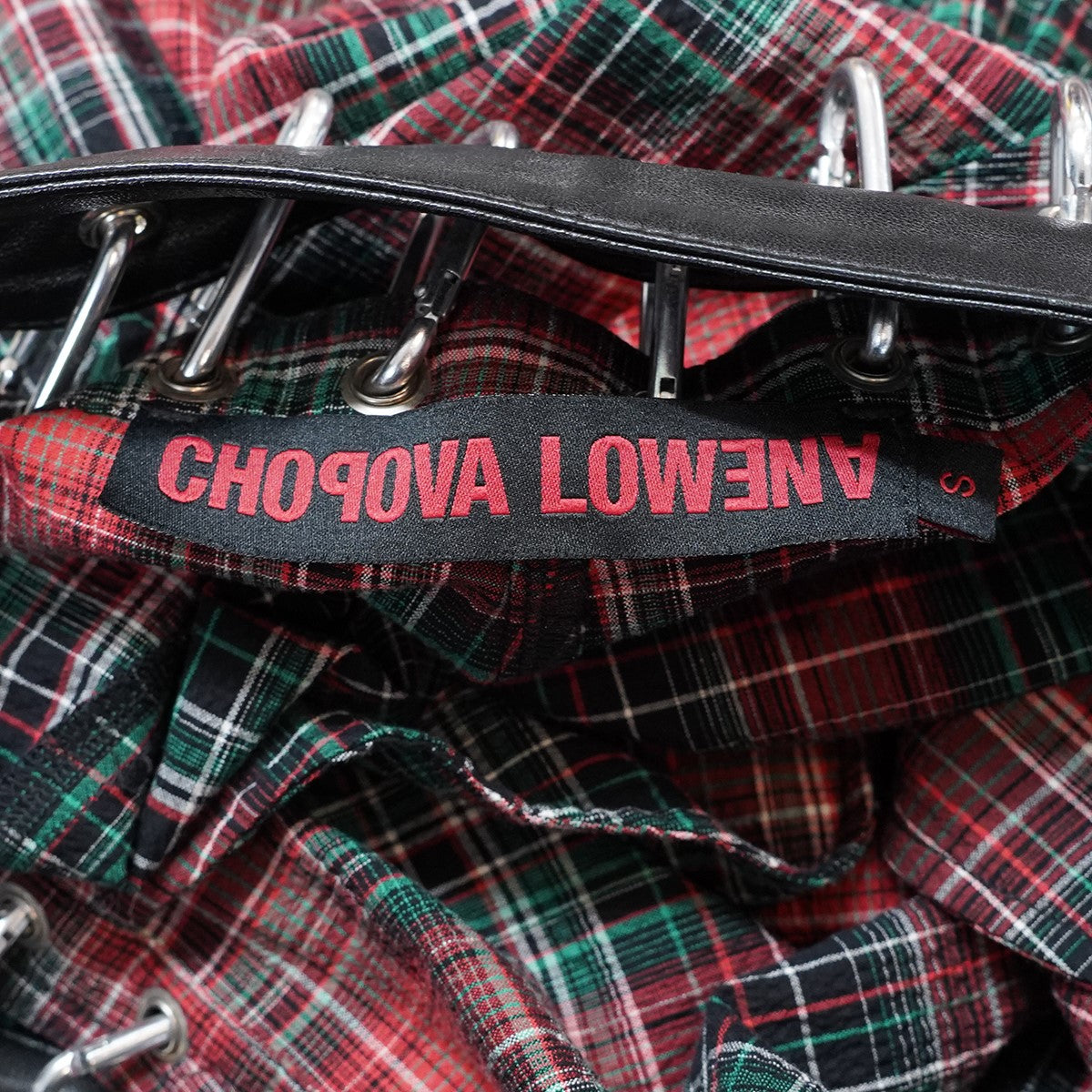 CHOPOVA LOWENA 24SS Red Scab Trousersレッド スキャブ チェック ワイド トラウザース パンツ 古着・中古-6枚目のアイテム画像