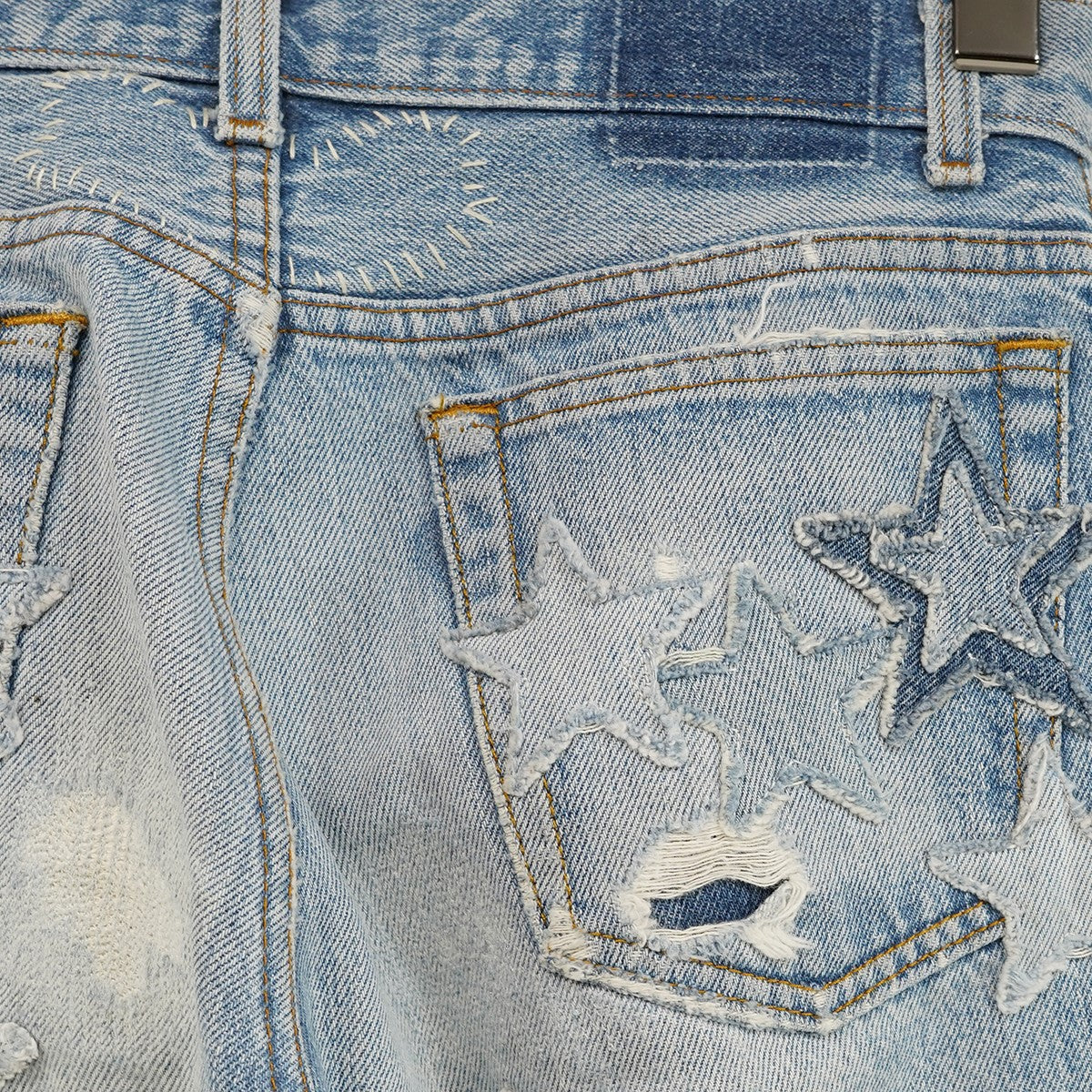 STAR PATCH DENIM PANTSスター パッチ ダメージ デニム パンツ