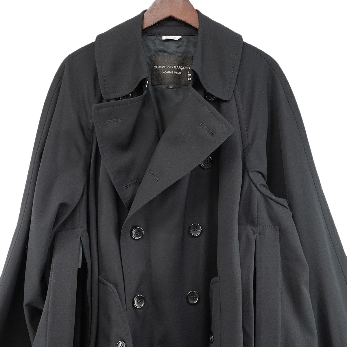 COMME des GARCONS HOMME PLUS 23SS ワイヤー サイドスリット ウール トレンチコート 古着・中古-3枚目のアイテム画像