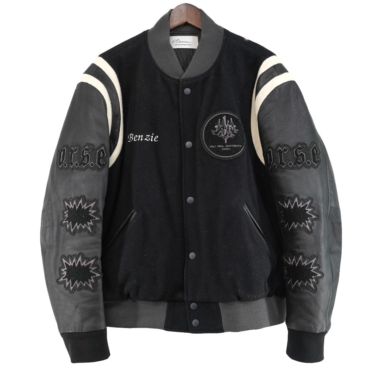 25AW PACHED LETTER JACKETスカル パッチ レター ヴァーシティ ジャケット スタジャン