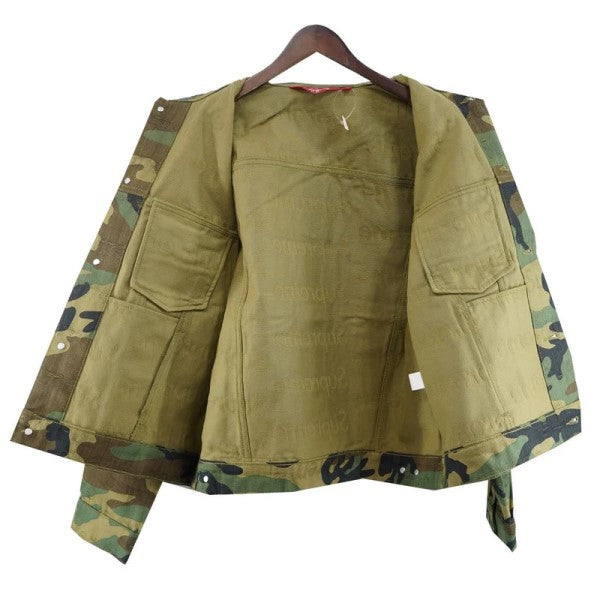 Supreme 25AW Jacquard Logos Denim Trucker Jacket Woodland Camoロゴ ジャカード ロゴ デニム トラッカー ジャケット 古着・中古-5枚目のアイテム画像
