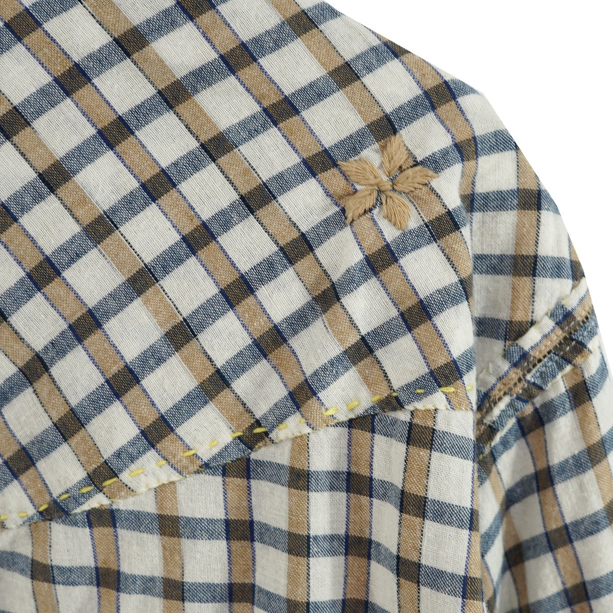 25AW GUPTA WESTERN -BLUE×KHAKI，WHITE PLAID-グプタ チェック ウエスタン シャツ