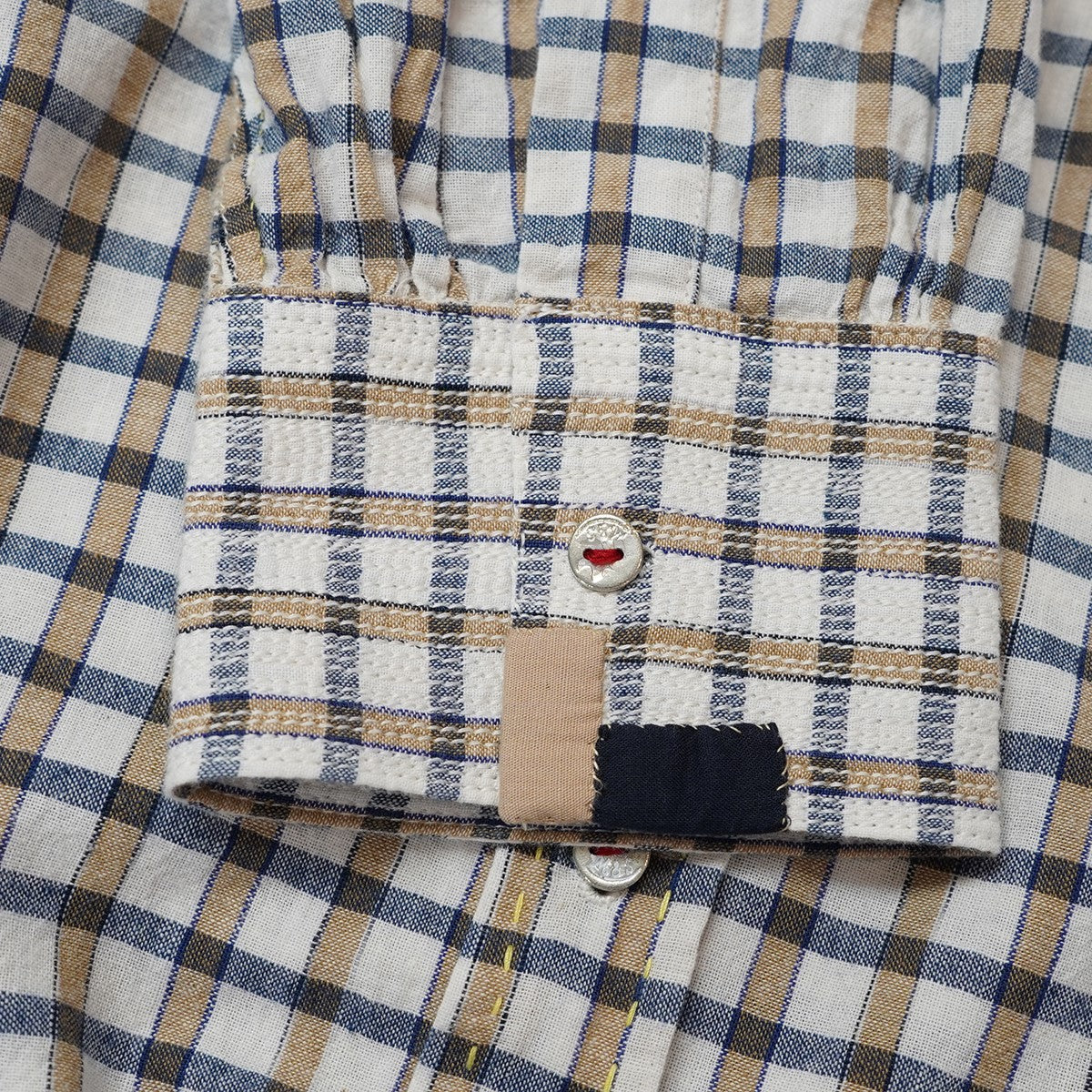 25AW GUPTA WESTERN -BLUE×KHAKI，WHITE PLAID-グプタ チェック ウエスタン シャツ