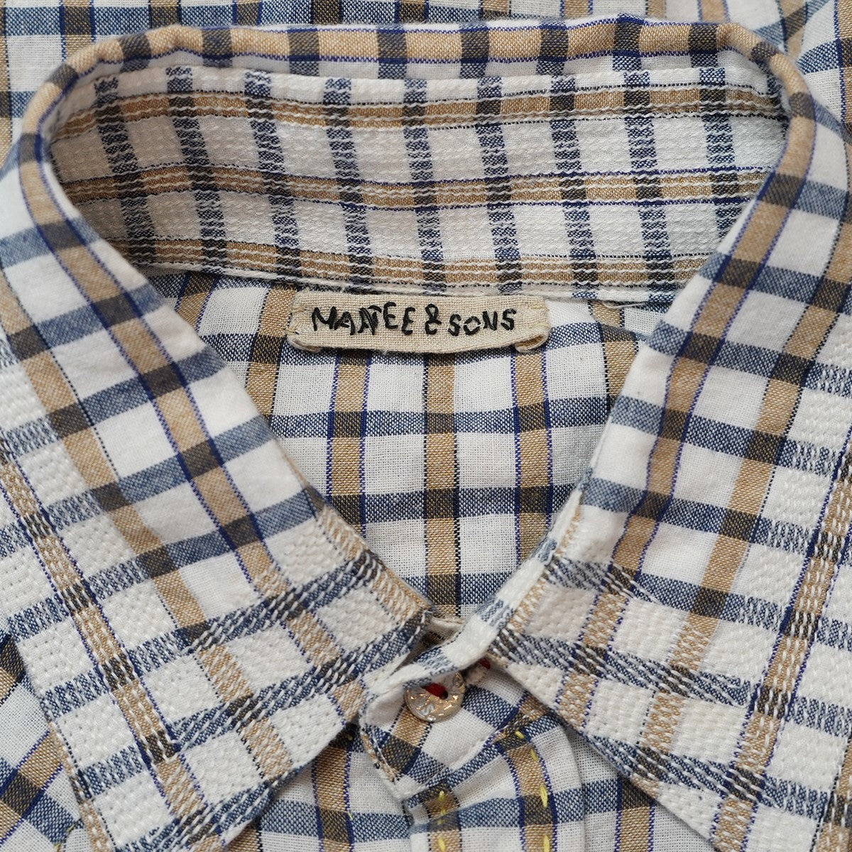25AW GUPTA WESTERN -BLUE×KHAKI，WHITE PLAID-グプタ チェック ウエスタン シャツ