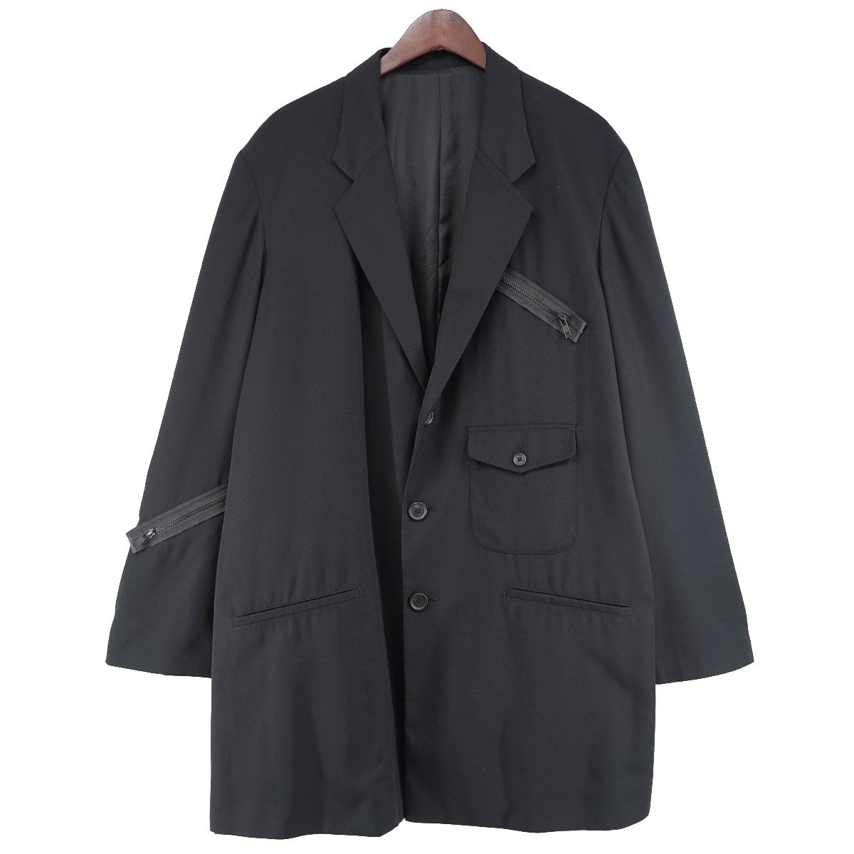 s’yte YOHJI YAMAMOTO 25SS PE／GABARDINE ZIPPER-TAPED LONG JACKETジッパー テープド ロング テーラード ジャケット 古着・中古-1枚目のアイテム画像