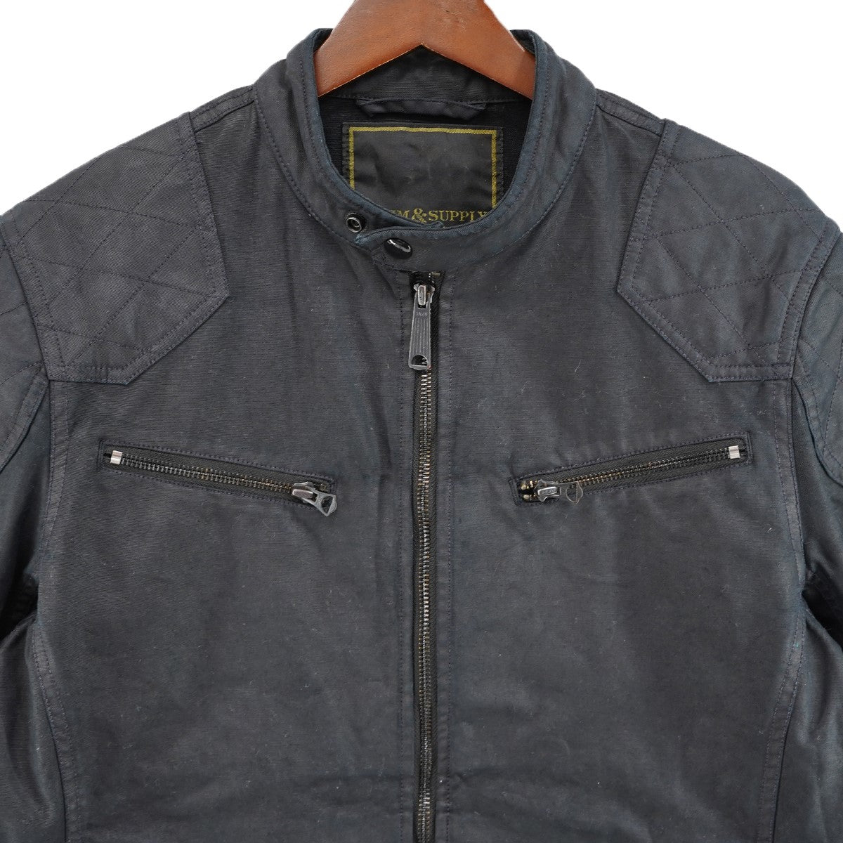 DENIM ＆ SUPPLY RALPH LAUREN Waxed Canvas Military Biker Moto Jacketワックスドコットン ミリタリー バイカー モト ジャケット 古着・中古-4枚目のアイテム画像