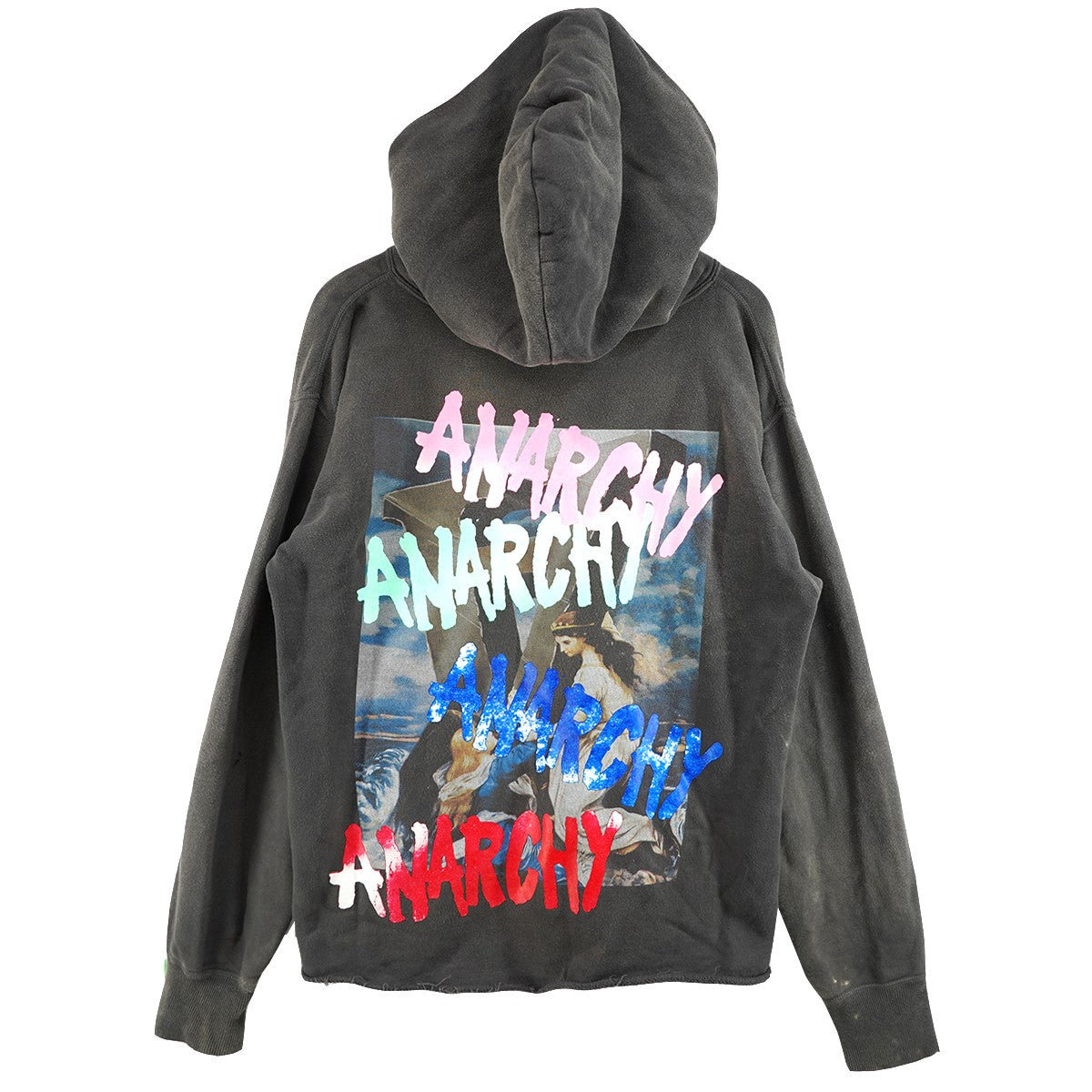 SAINT MICHAEL 25AW HOODIE ANARCHY ロゴ アナーキーVintage ヴィンテージ 切りっ放し加工 フーディ パーカー 古着・中古-2枚目のアイテム画像