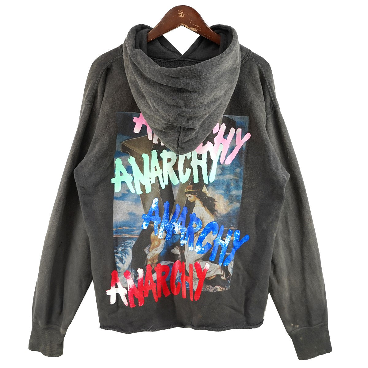 SAINT MICHAEL 25AW HOODIE ANARCHY ロゴ アナーキーVintage ヴィンテージ 切りっ放し加工 フーディ パーカー 古着・中古-6枚目のアイテム画像