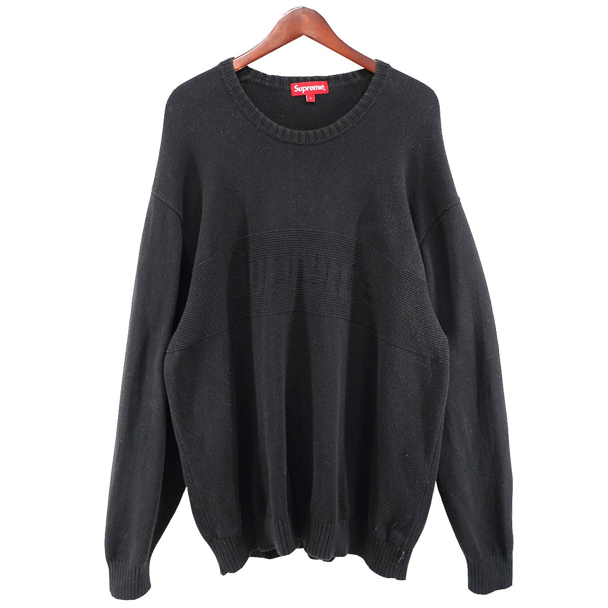 Supreme 22SS Tonal Paneled Sweaterトーナル トナル ロゴ パネルド コットン ニット セーター 古着・中古-1枚目のアイテム画像