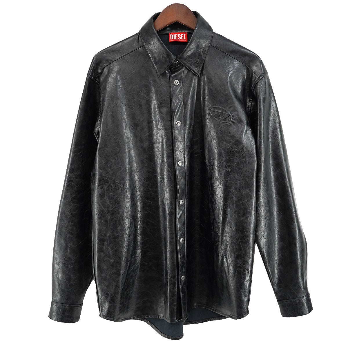 DIESEL by Glenn Martens 26SS S-SIMPLY-QMBU加工 Dロゴ フェイクレザー シャツ 古着・中古-1枚目のアイテム画像