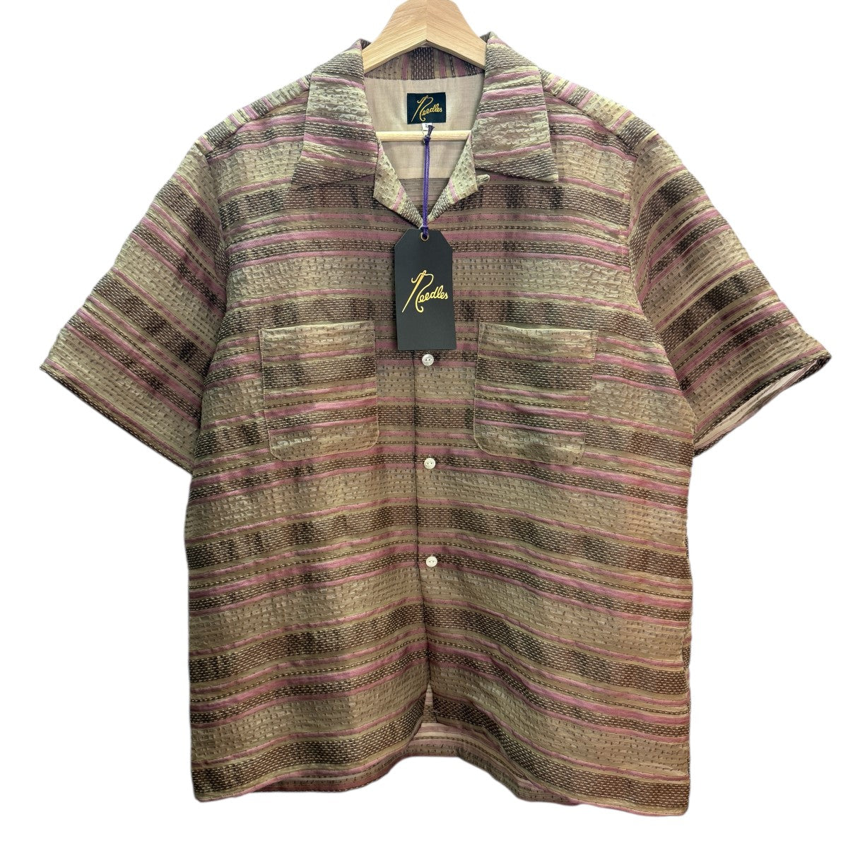 Needles 24SS/S／S ONE-UP SHIRT - PE／CU／N／C／R CHIFFON STRIPE JQ．シアーシャツOT145 古着・中古-1枚目のアイテム画像