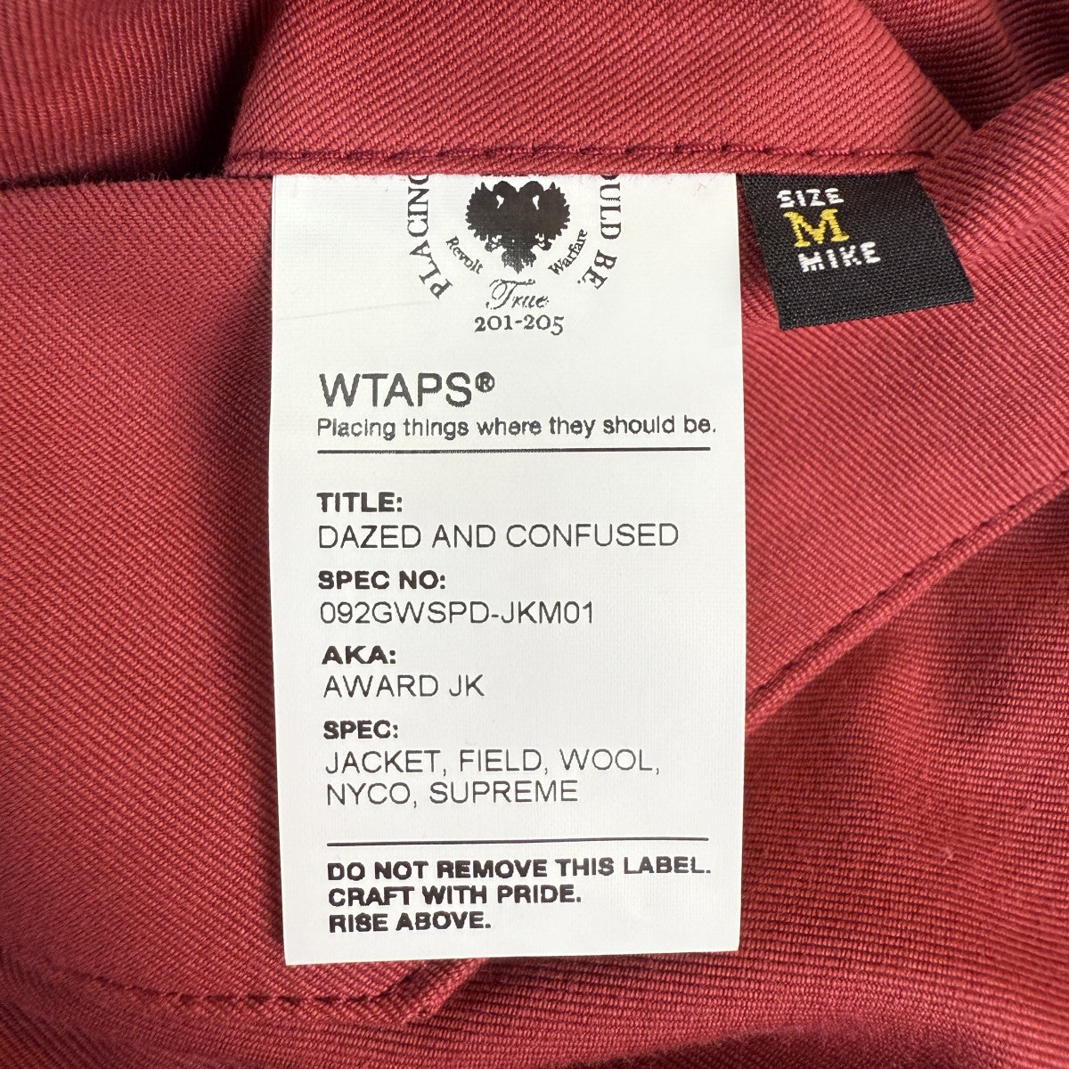 Supreme×WTAPS 09AW/AWARD JACKET／アワードジャケット レッド