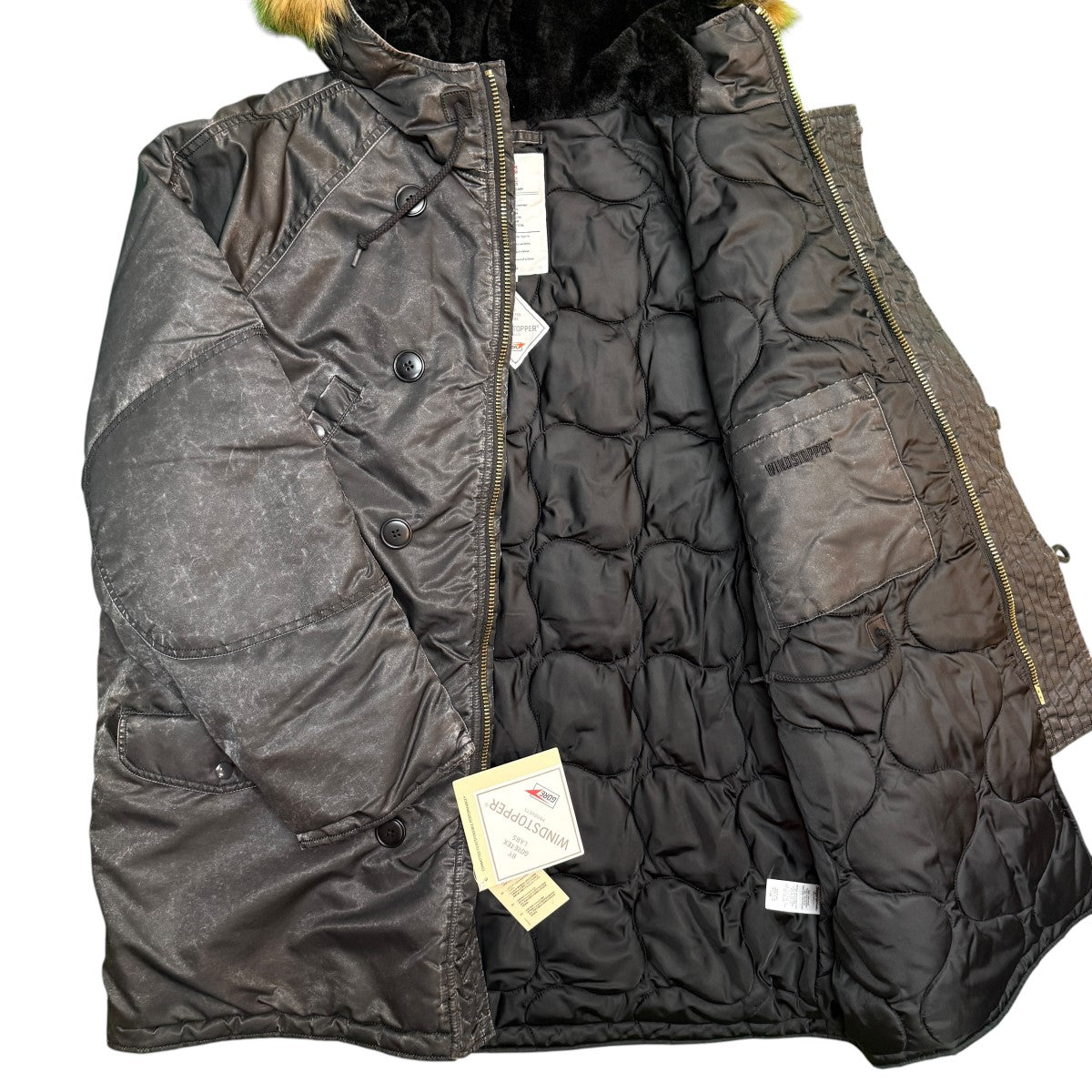 24AW/Washed Flight Satin N-3B Parka／ウォッシュドフライトサテンN3Bパーカーコートファー部分着脱仕様