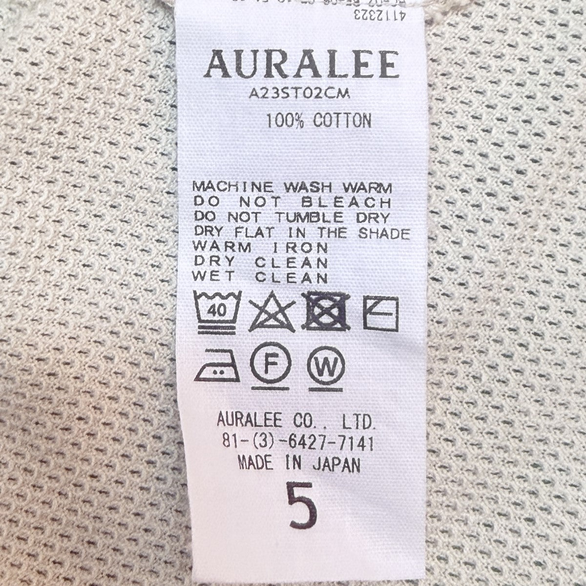 AURALEE 23SS/COTTON MESH TEE／コットンメッシュTシャツ/A23ST02CM 古着・中古-6枚目のアイテム画像