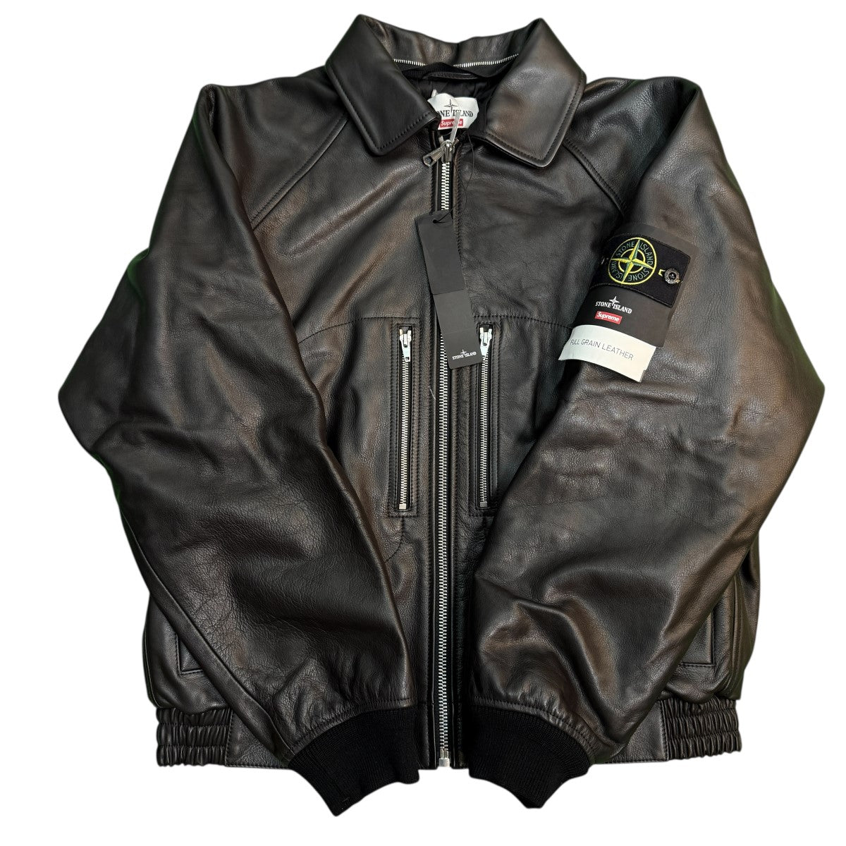 Supreme×STONE ISLAND 23AW/Leather Bomber Jacket／ストーンアイランド レザーボンバージャケット 古着・中古-4枚目のアイテム画像