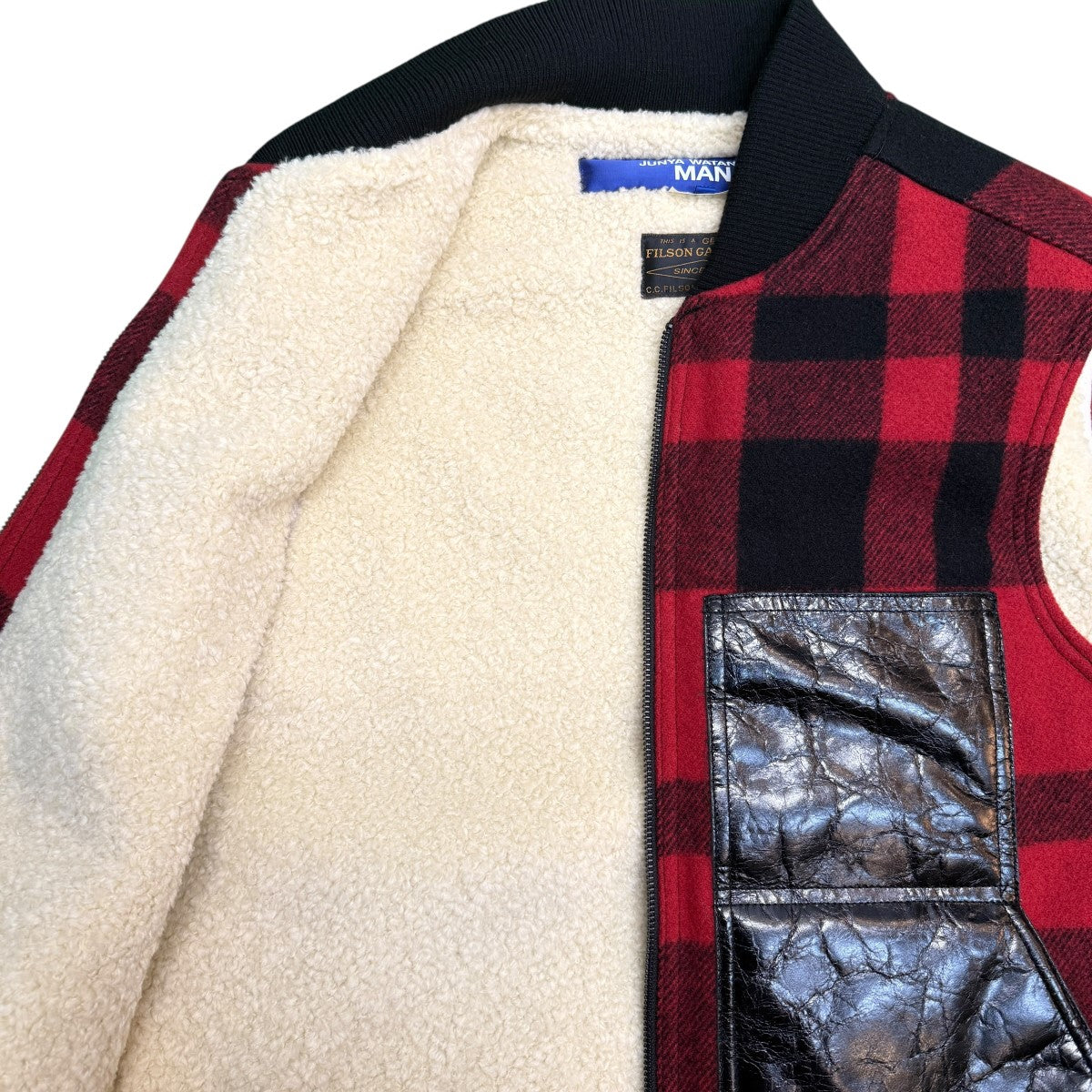 25AW/マッキーノウールチェック レザー ベスト／フィルソンコラボベスト/WP-V001