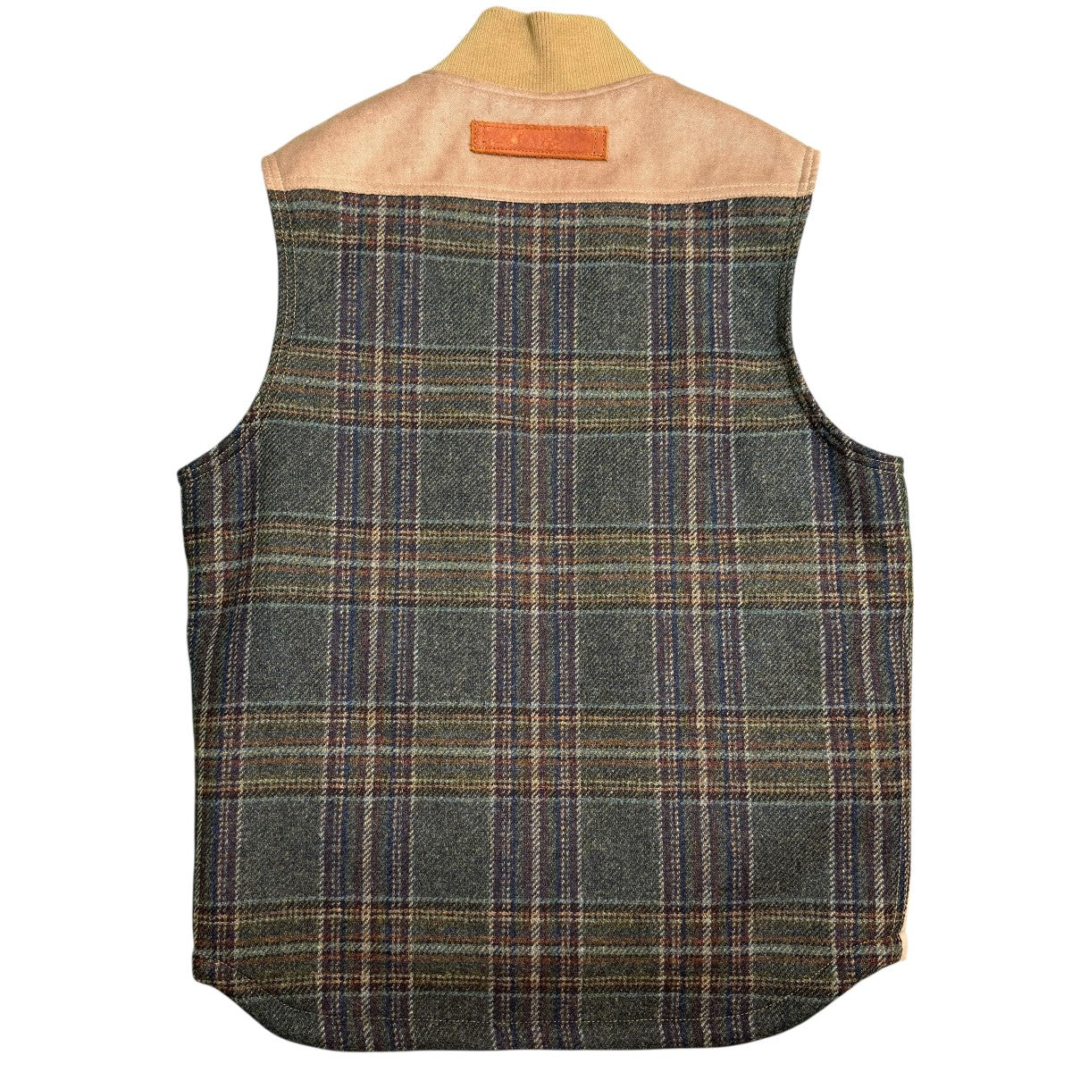 JUNYA WATANABE MAN×FILSON 25AW／綿ドライオイルxレザーxウールチェックFILSON／フィルソンコラボベスト/WP-V002 古着・中古-2枚目のアイテム画像