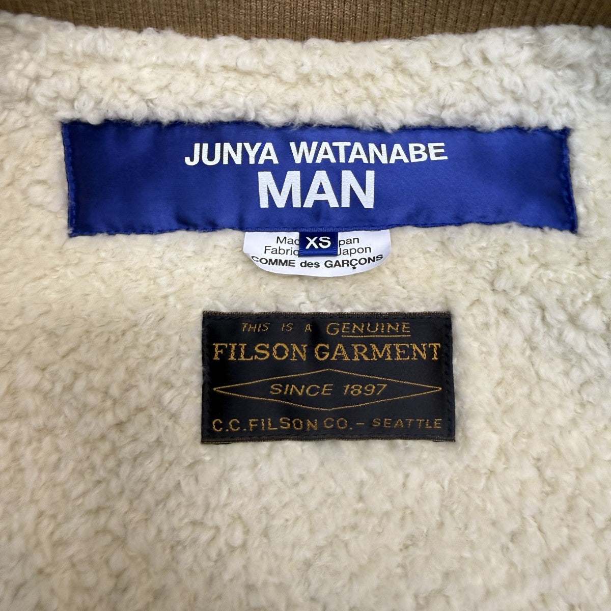JUNYA WATANABE MAN×FILSON 25AW／綿ドライオイルxレザーxウールチェックFILSON／フィルソンコラボベスト/WP-V002 古着・中古-9枚目のアイテム画像