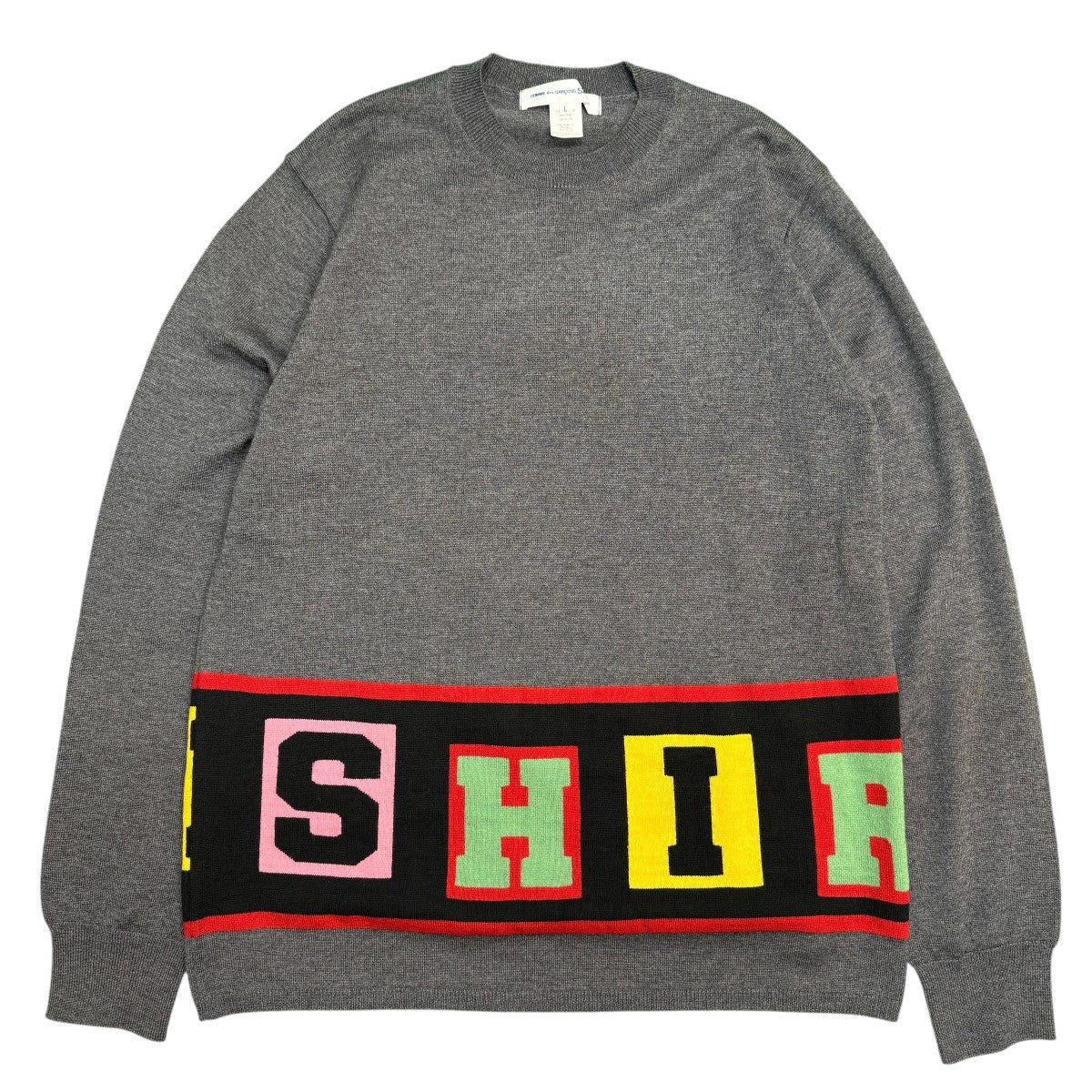 COMME des GARCONS SHIRT 25AW/acrylic wool intarsia gauge 12／アクリルウール薄手ニットFP-N001 古着・中古-1枚目のアイテム画像