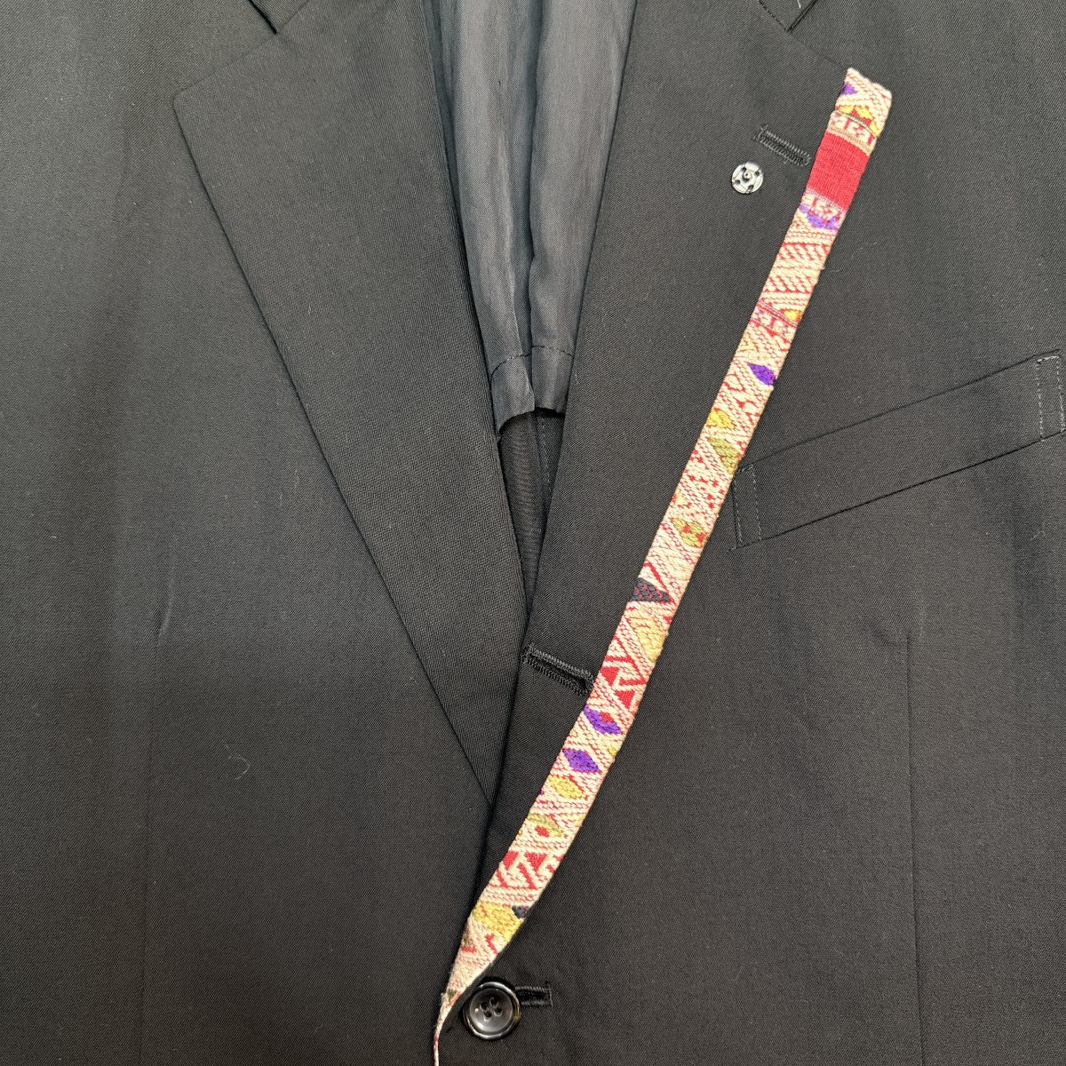 COMME des GARCONS HOMME PLUS 92SS/エスニック期テープ切り替えウールギャバジャケット／チャイナジャケットアーカイブ希少商品 古着・中古-3枚目のアイテム画像
