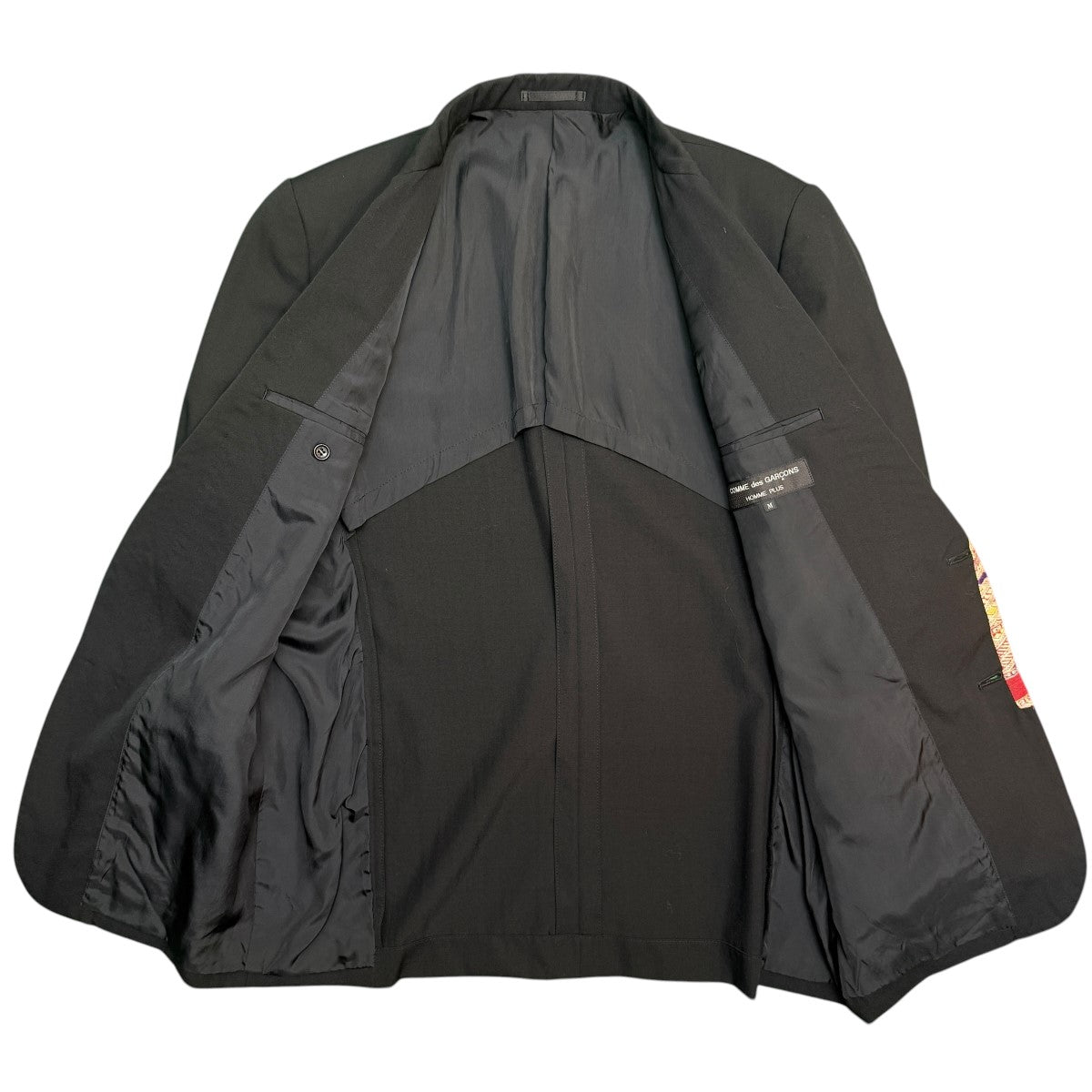 COMME des GARCONS HOMME PLUS 92SS/エスニック期テープ切り替えウールギャバジャケット／チャイナジャケットアーカイブ希少商品 古着・中古-4枚目のアイテム画像