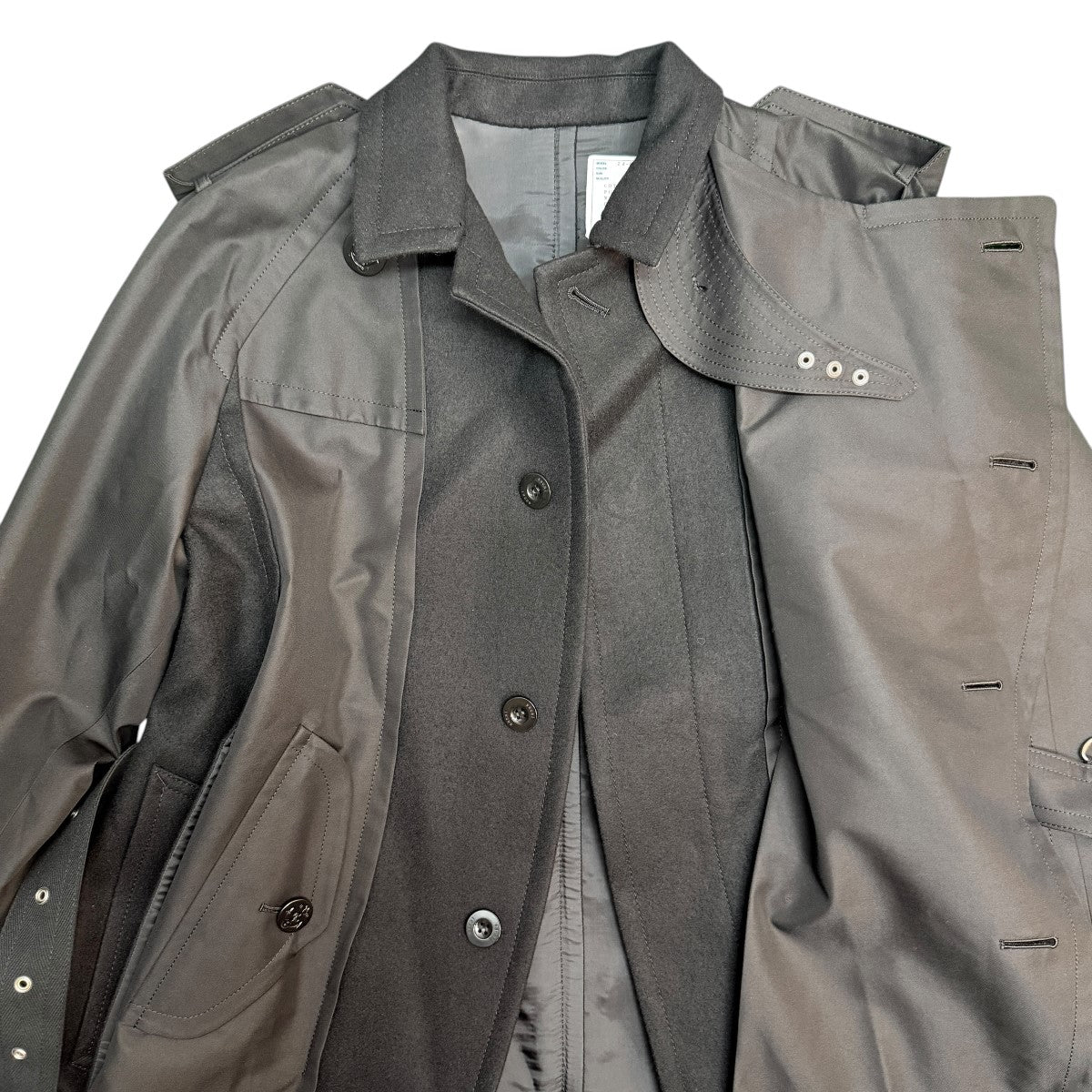 sacai 24AW/Cotton Gabardine x Wool Melton Coat／コットンギャバジンウールメルトンコート 希少/24-03428M 古着・中古-3枚目のアイテム画像