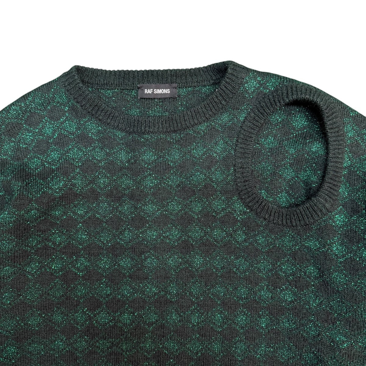 19SS/CUTOUT HOLE SWEATER／アシメントリースリーブニット