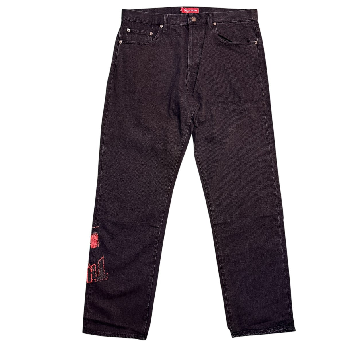 Supreme 21AW/Thrasher Regular Jean Washed Blackコットン100％／スラッシャー レギュラージーンズ/中国製 古着・中古-2枚目のアイテム画像