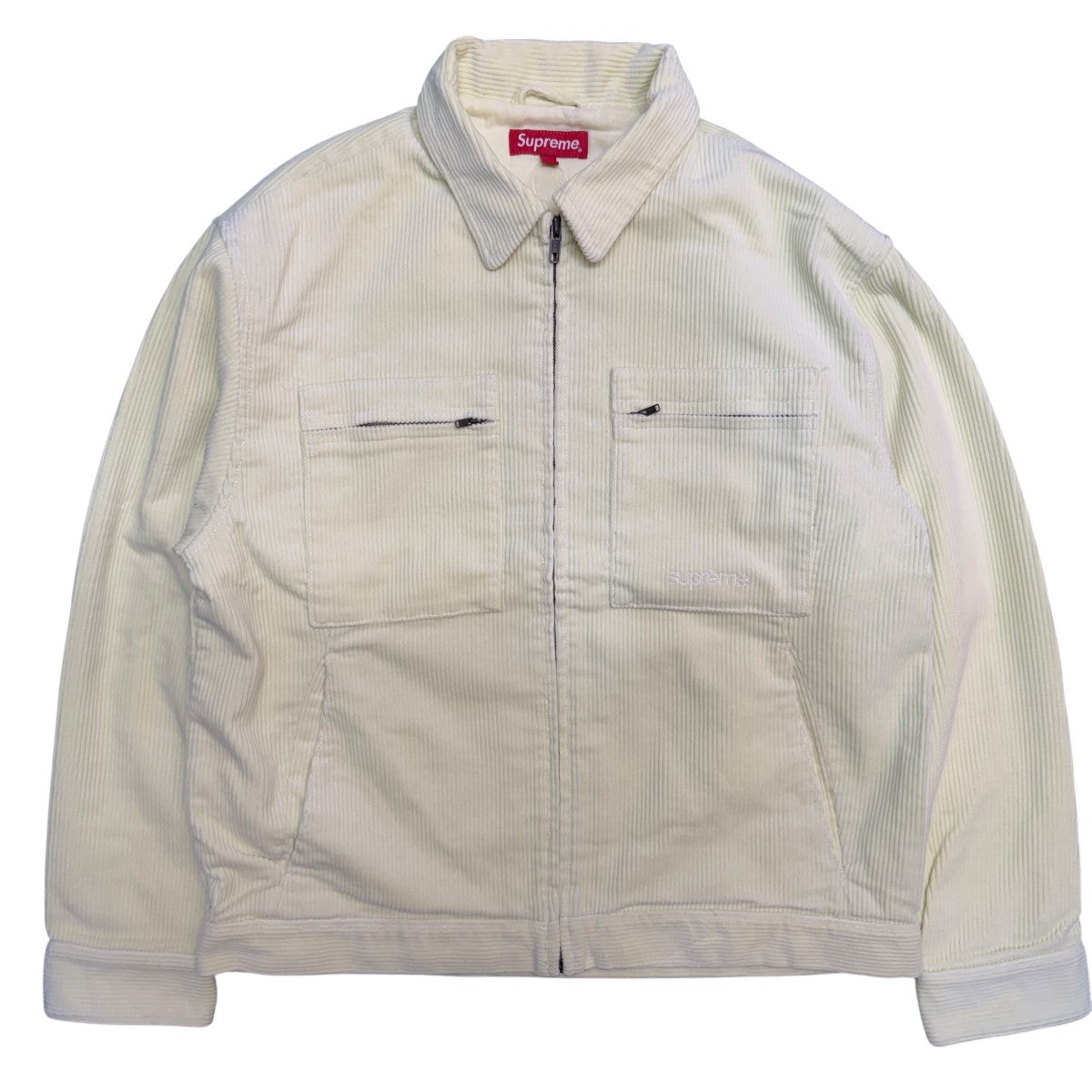 Supreme 21AW/Corduroy Zip Jacket Pale Yellow／コーデュロイジップジャケット 古着・中古-1枚目のアイテム画像