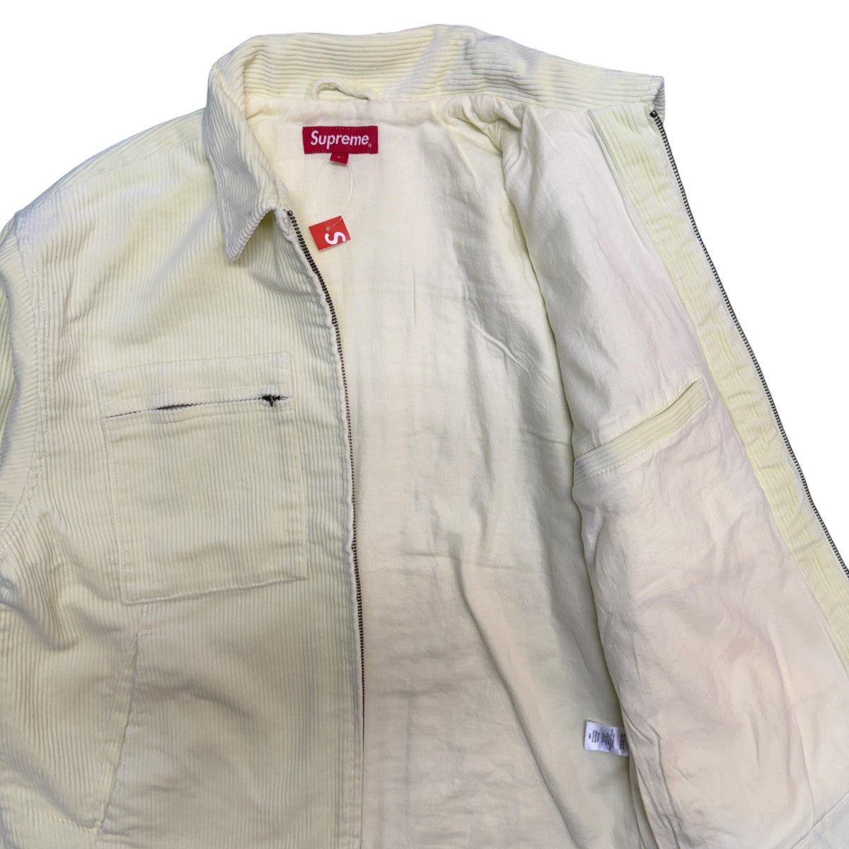 Supreme 21AW/Corduroy Zip Jacket Pale Yellow／コーデュロイジップジャケット 古着・中古-5枚目のアイテム画像