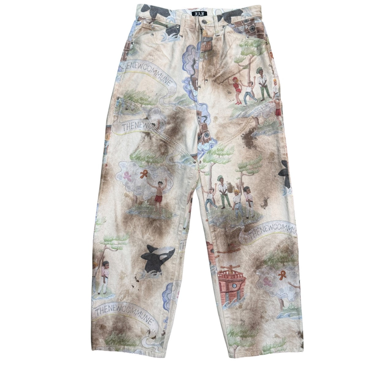 FAF NEW COMMUNE DART BAGGY DENIMPrint／ニューコミューンダートバギーデニムパンツ/003341401-P 古着・中古-1枚目のアイテム画像