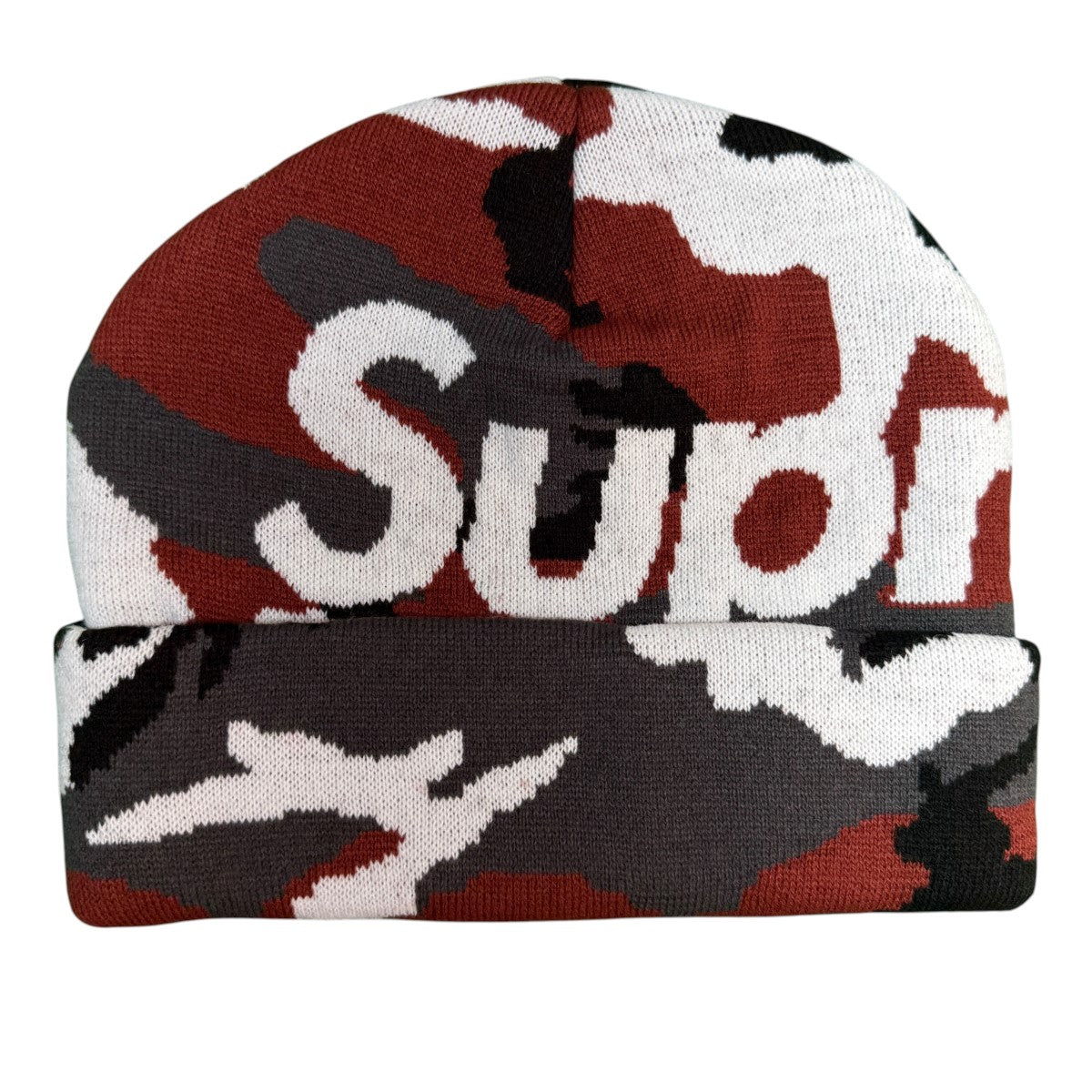 Supreme 25AWCamo Big Logo BeanieRed Camo／カモビッグロゴビーニーニットキャップ 古着・中古-1枚目のアイテム画像