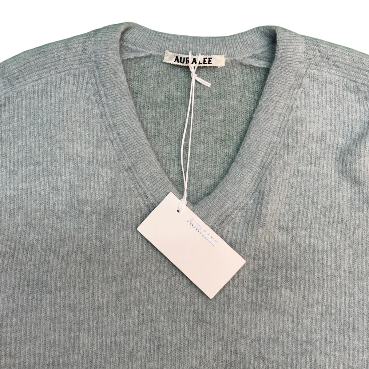 26AW/BABY SURI ALPACA SHEER KNIT V-NECK P／ODUSTY MINTベビースーリーアルパカシアーVネックニット/A26AV03AK