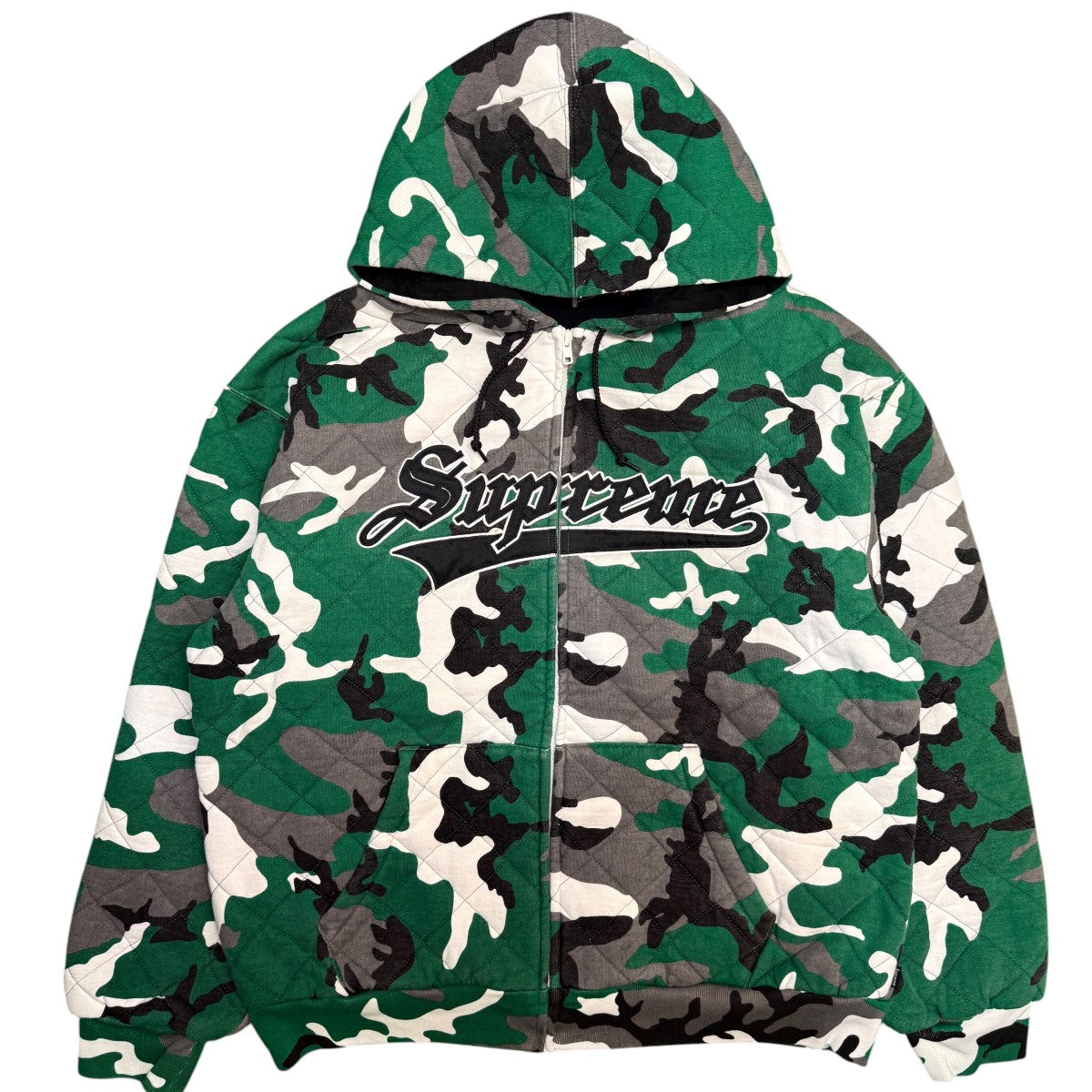 25AW/Quilted Zip Up Hooded SweatshirtGreen Camo／キルティング ジップ アップ フード スウェットシャツ