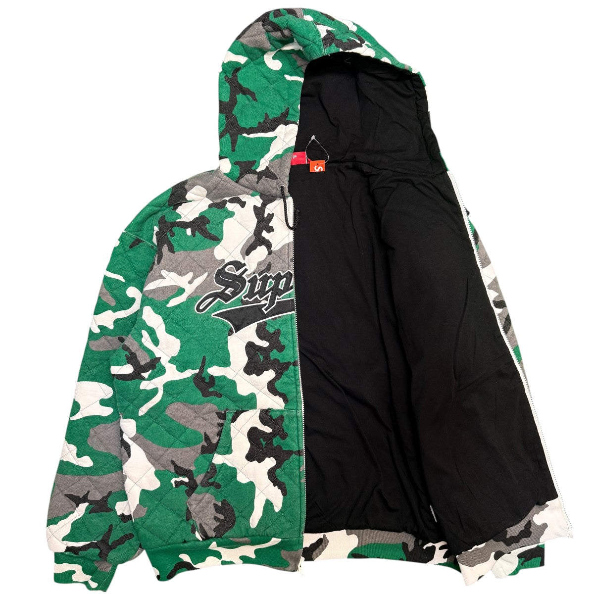 25AW/Quilted Zip Up Hooded SweatshirtGreen Camo／キルティング ジップ アップ フード スウェットシャツ