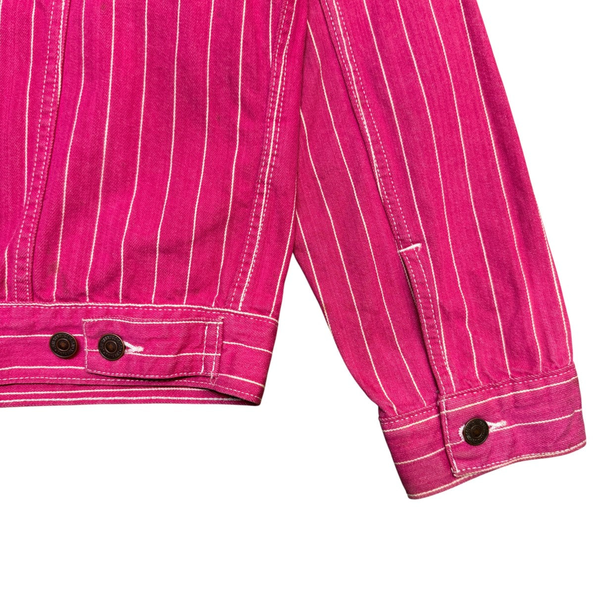 18SS/Supreme LEVI’S PINSTRIPE TRUCKER JACKETピンストライプトラッカージャケット ／サイン入り