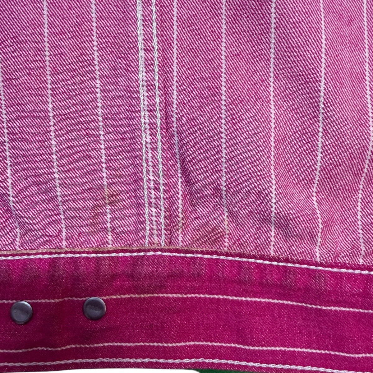 18SS/Supreme LEVI’S PINSTRIPE TRUCKER JACKETピンストライプトラッカージャケット ／サイン入り