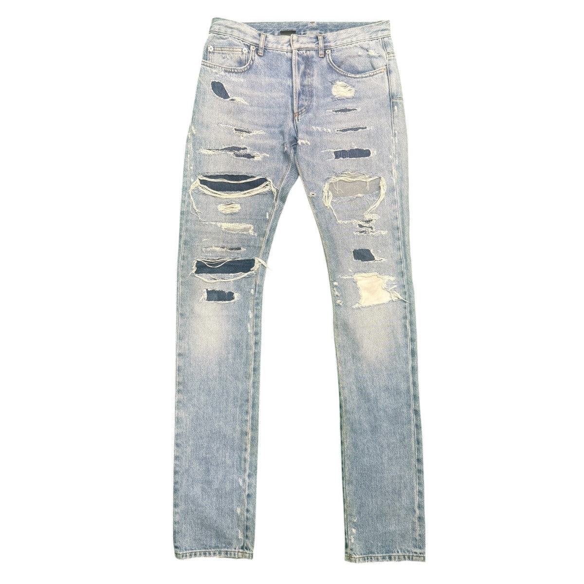 14AW/ダメージ＆クラッシュリペア加工デニムパンツ／クリス期／archive ダメージデニムパンツ/433D005TX182