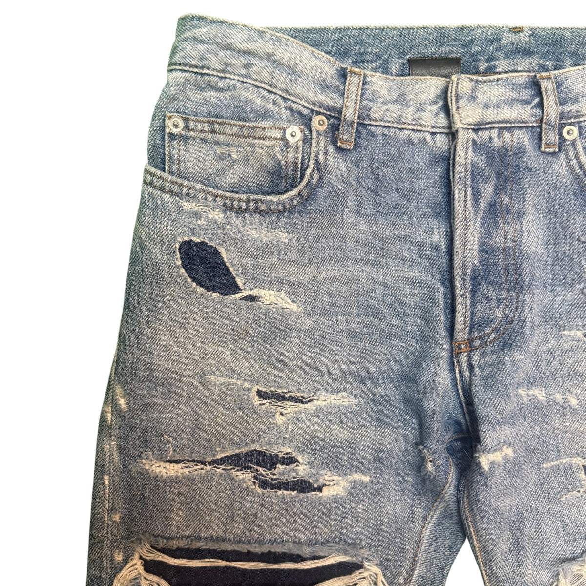 14AW/ダメージ＆クラッシュリペア加工デニムパンツ／クリス期／archive ダメージデニムパンツ/433D005TX182