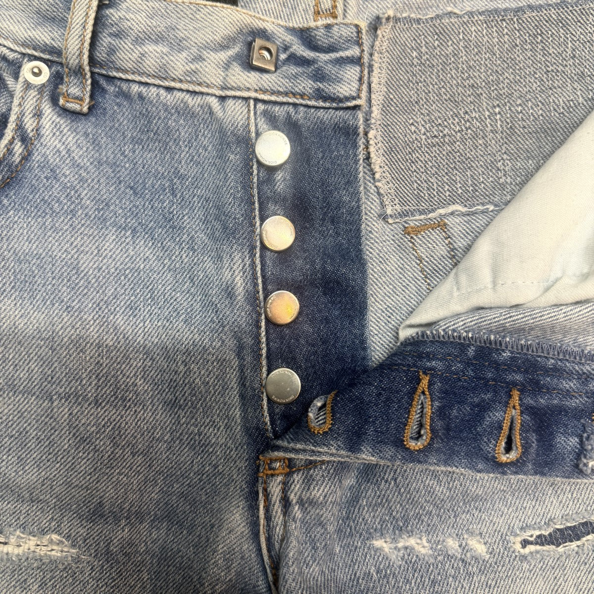 14AW/ダメージ＆クラッシュリペア加工デニムパンツ／クリス期／archive ダメージデニムパンツ/433D005TX182