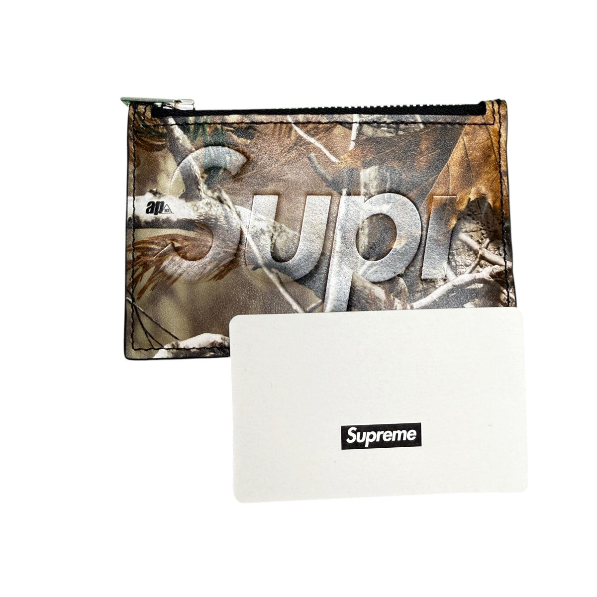 25AWLeather Zip Card Holder／Realtree Hardwoods Camo／レザージップカードホルダーカード3枚収納、ジップポケット付