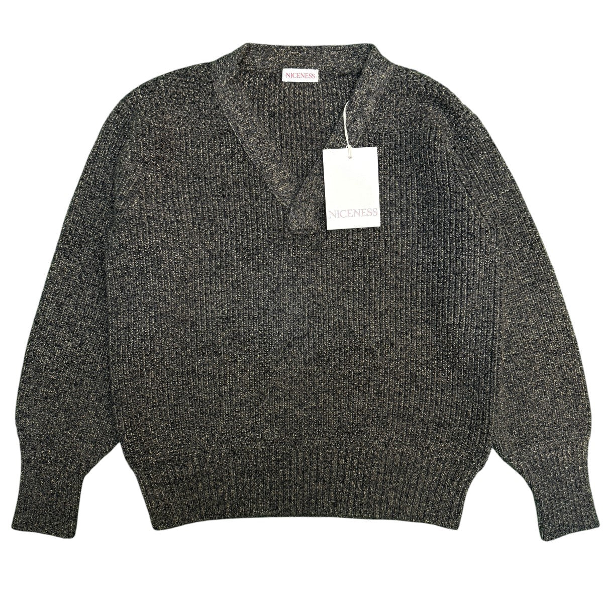 25AW/B．BILLIE WOOL CHAMBRAY MECHANICAL BEACH SWEATER／ビービリーVネックニット/NN-3403K16