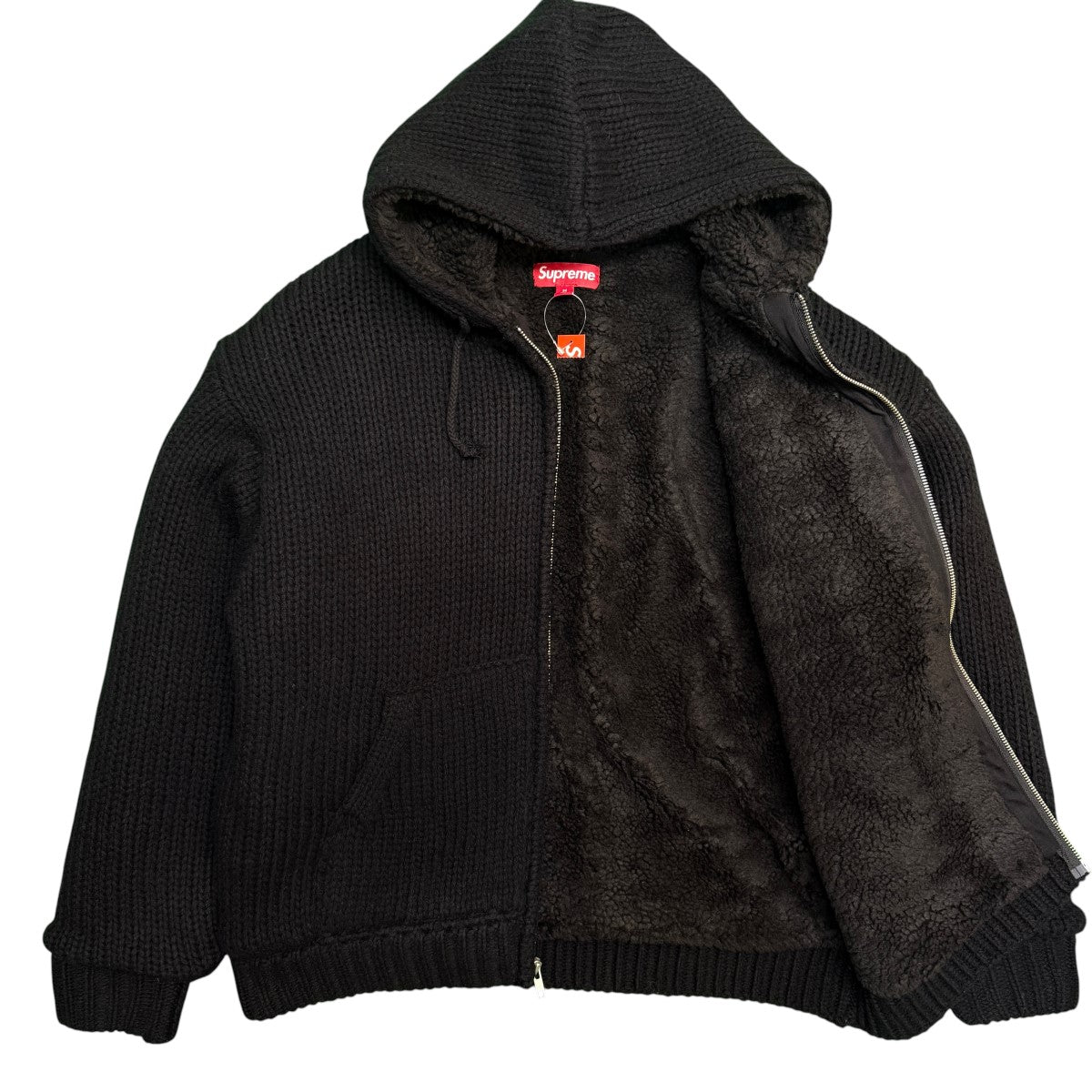 25AW/Faux Shearling Lined Zip Up Hooded Sweater／フォー・シャーリングラインドジップアップフーデッドセーター